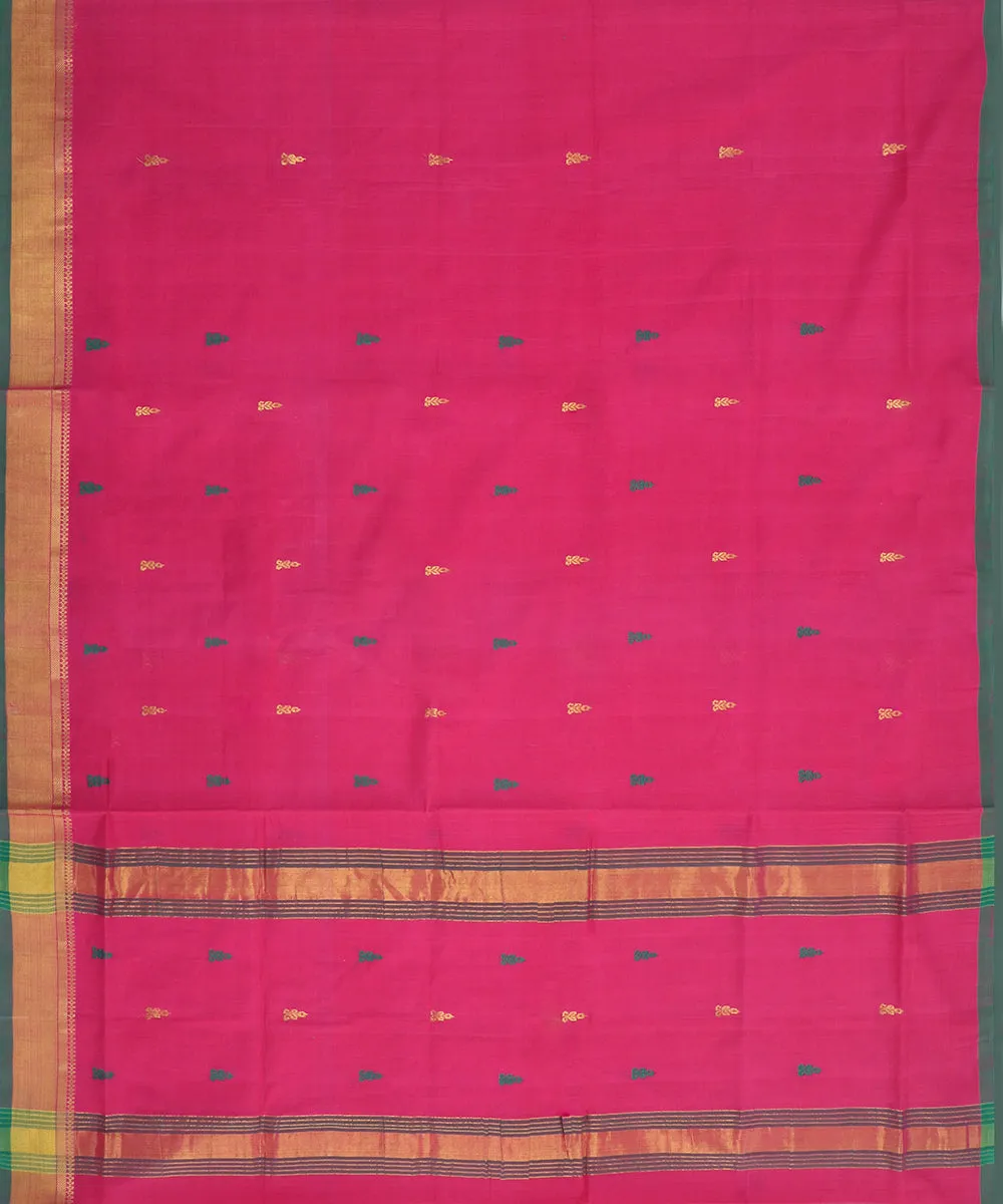 Pink plain handwoven butta rajahmundry cotton saree