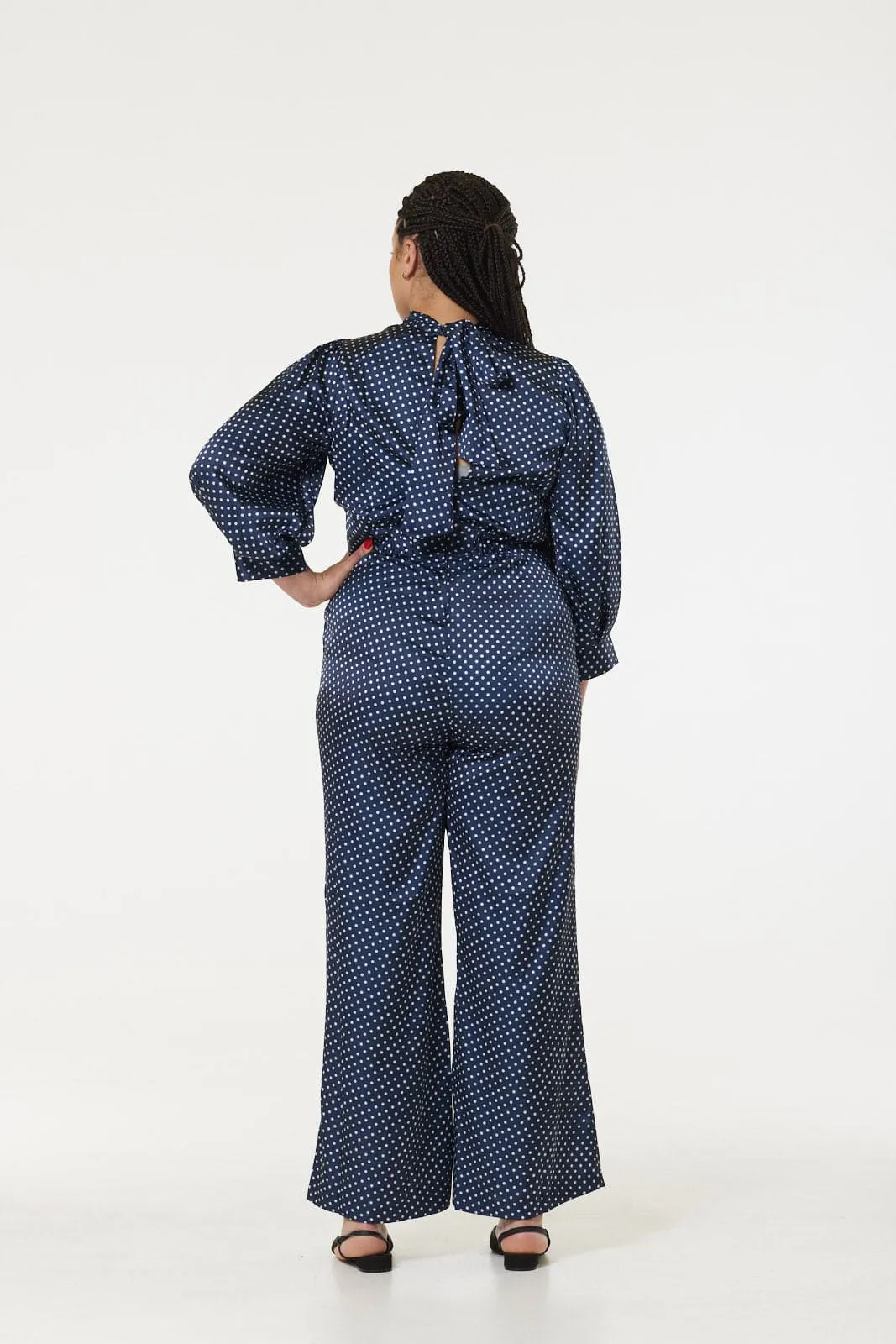 Polka Dot Navy Jumpsuit