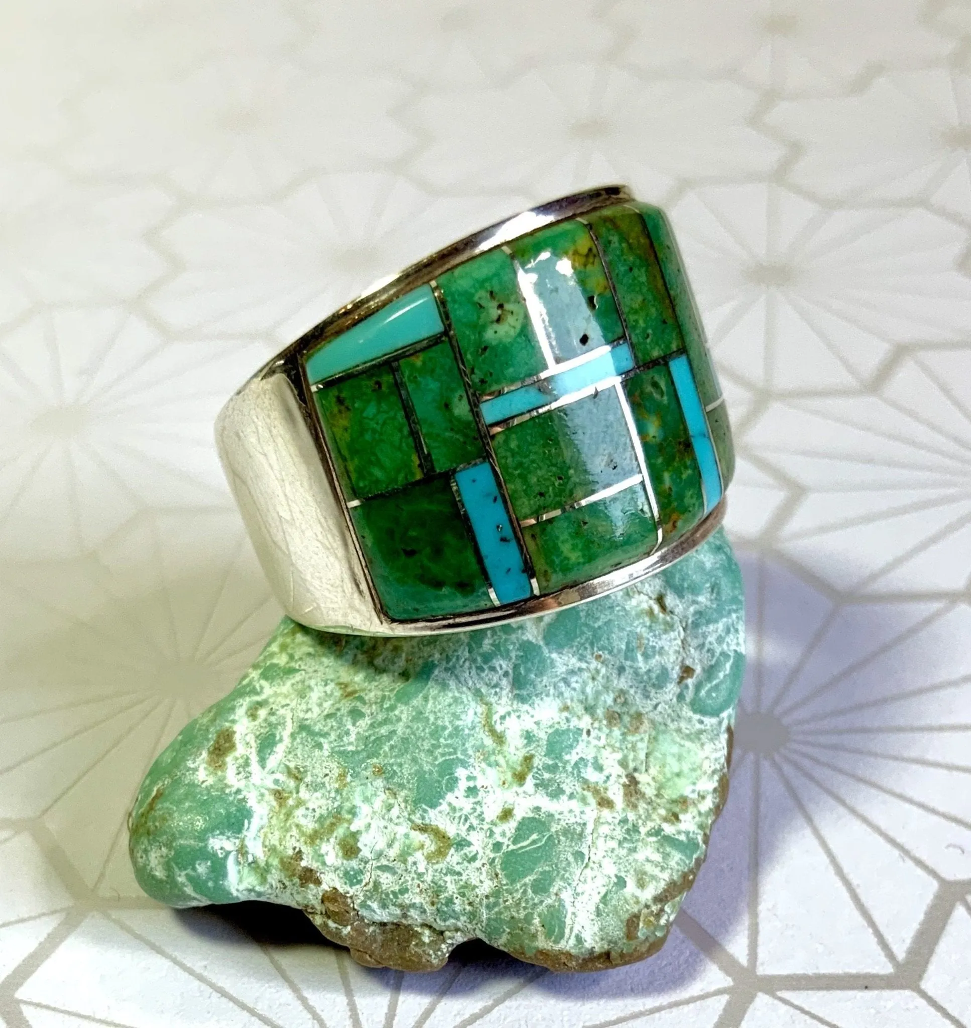 Prairie Grasslands Green Turquoise Inlay Ring