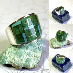 Prairie Grasslands Green Turquoise Inlay Ring