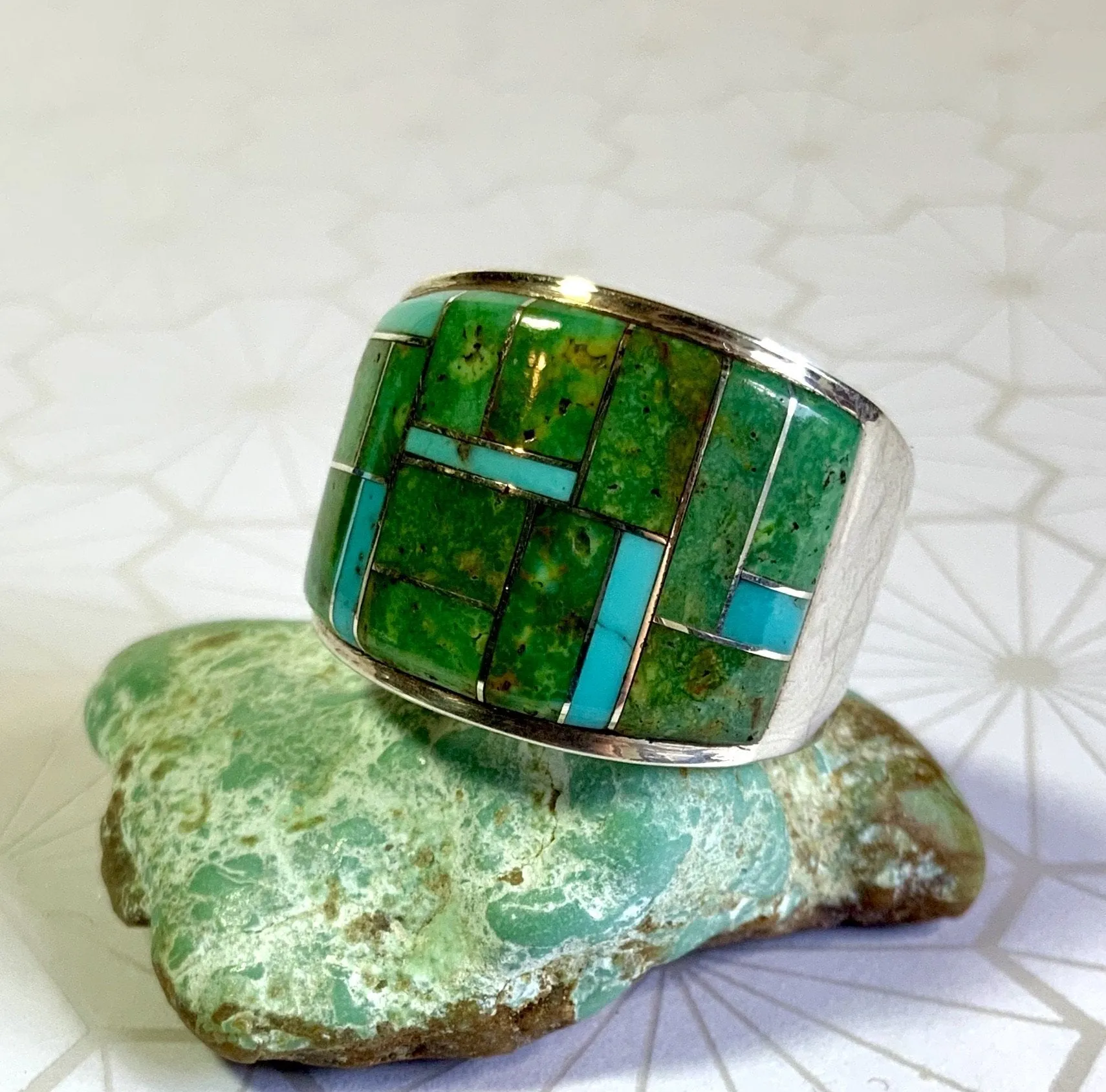 Prairie Grasslands Green Turquoise Inlay Ring