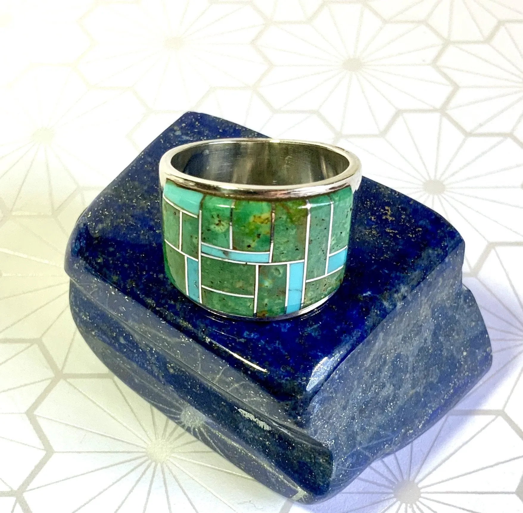 Prairie Grasslands Green Turquoise Inlay Ring