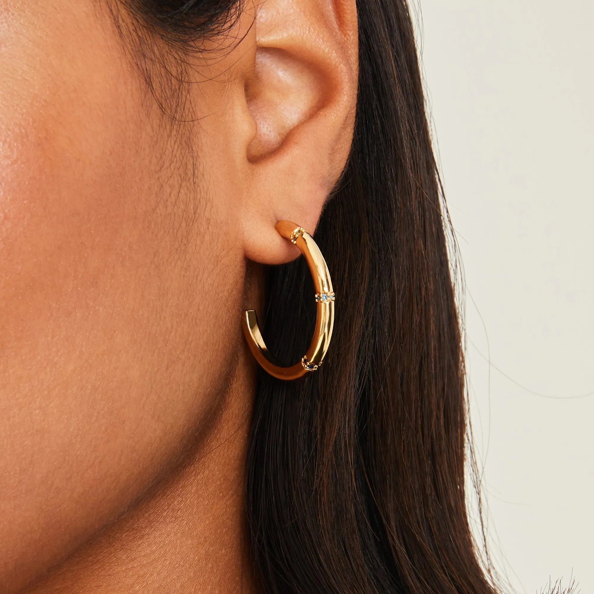 Real Gold-Plated Bamboo Hoop Earrings