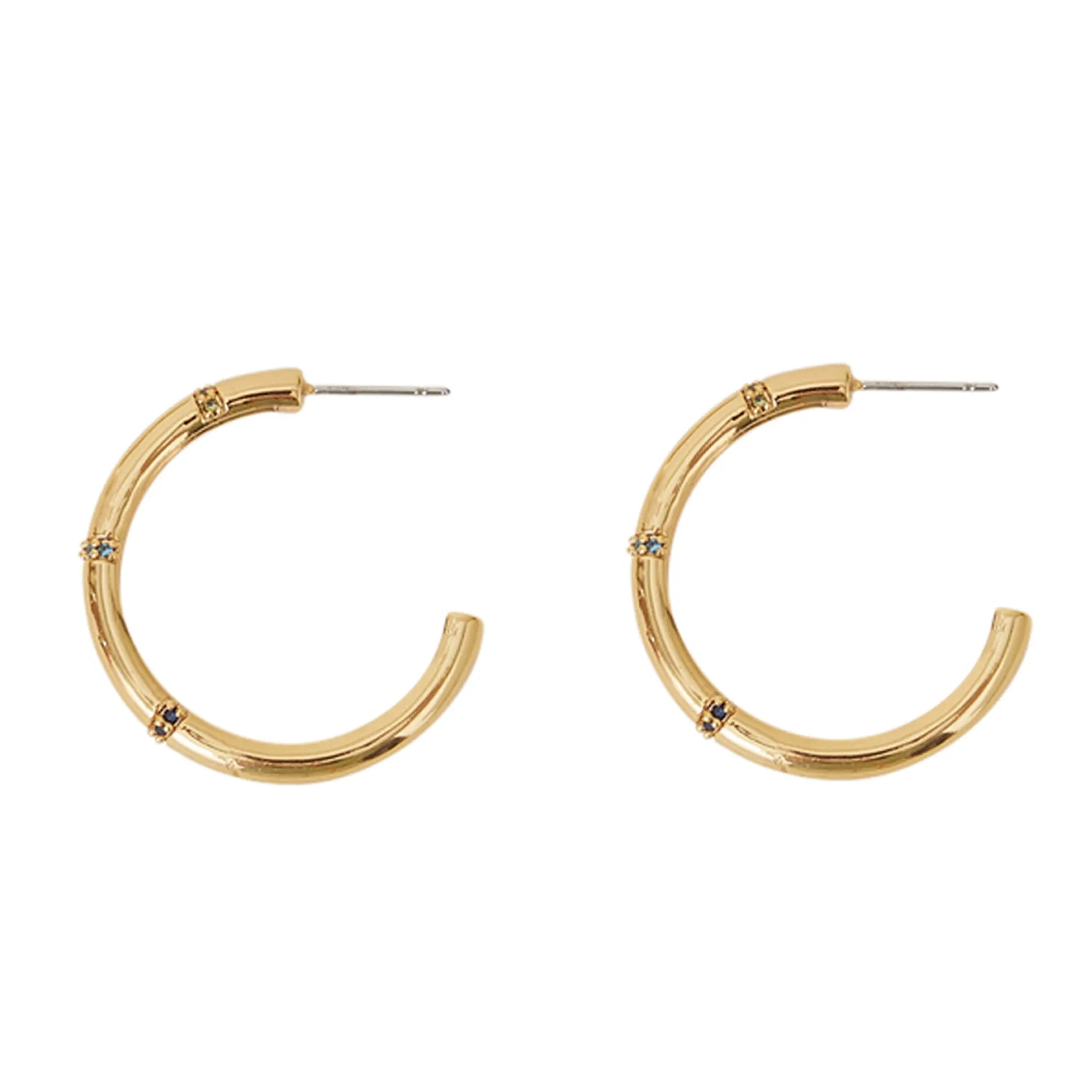 Real Gold-Plated Bamboo Hoop Earrings