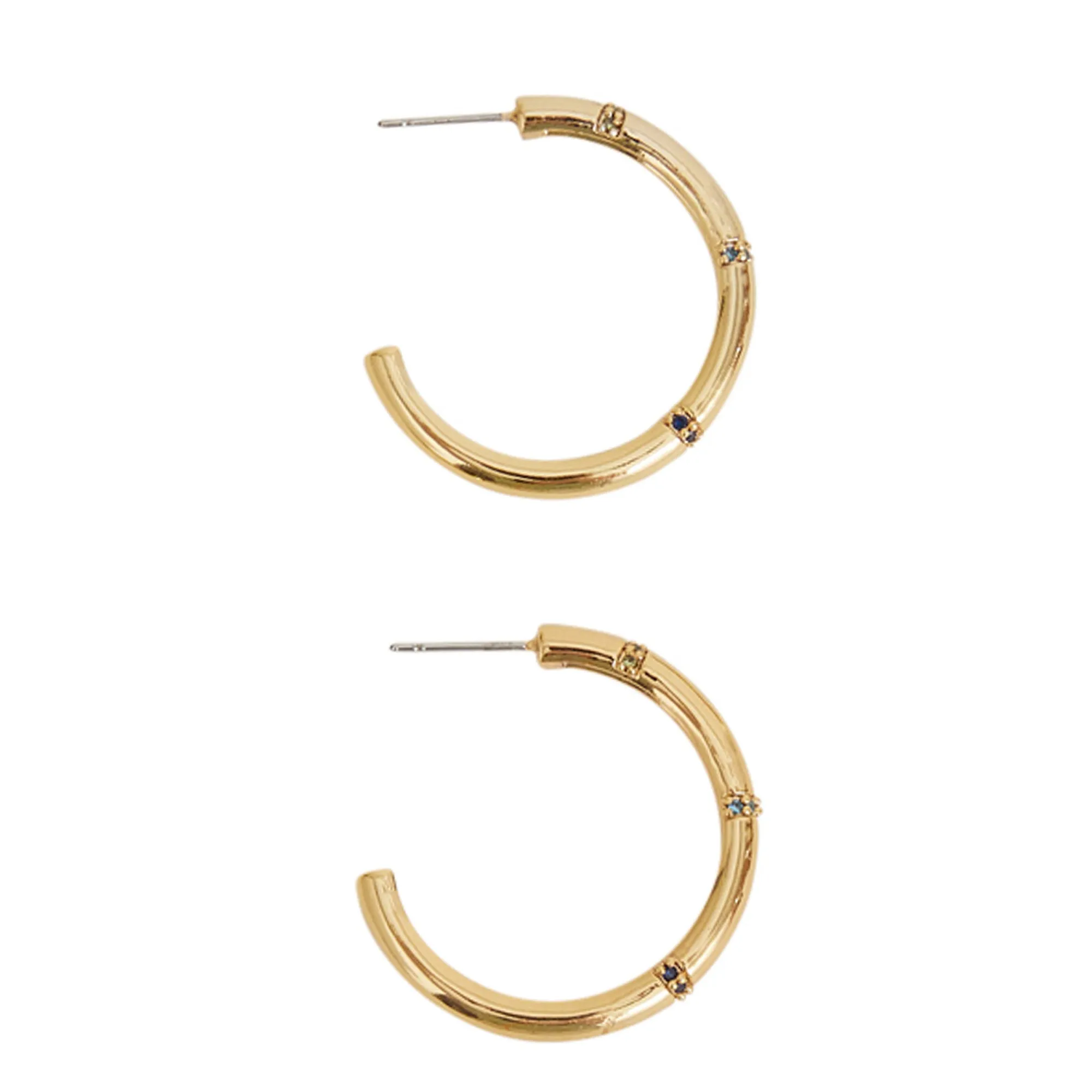 Real Gold-Plated Bamboo Hoop Earrings