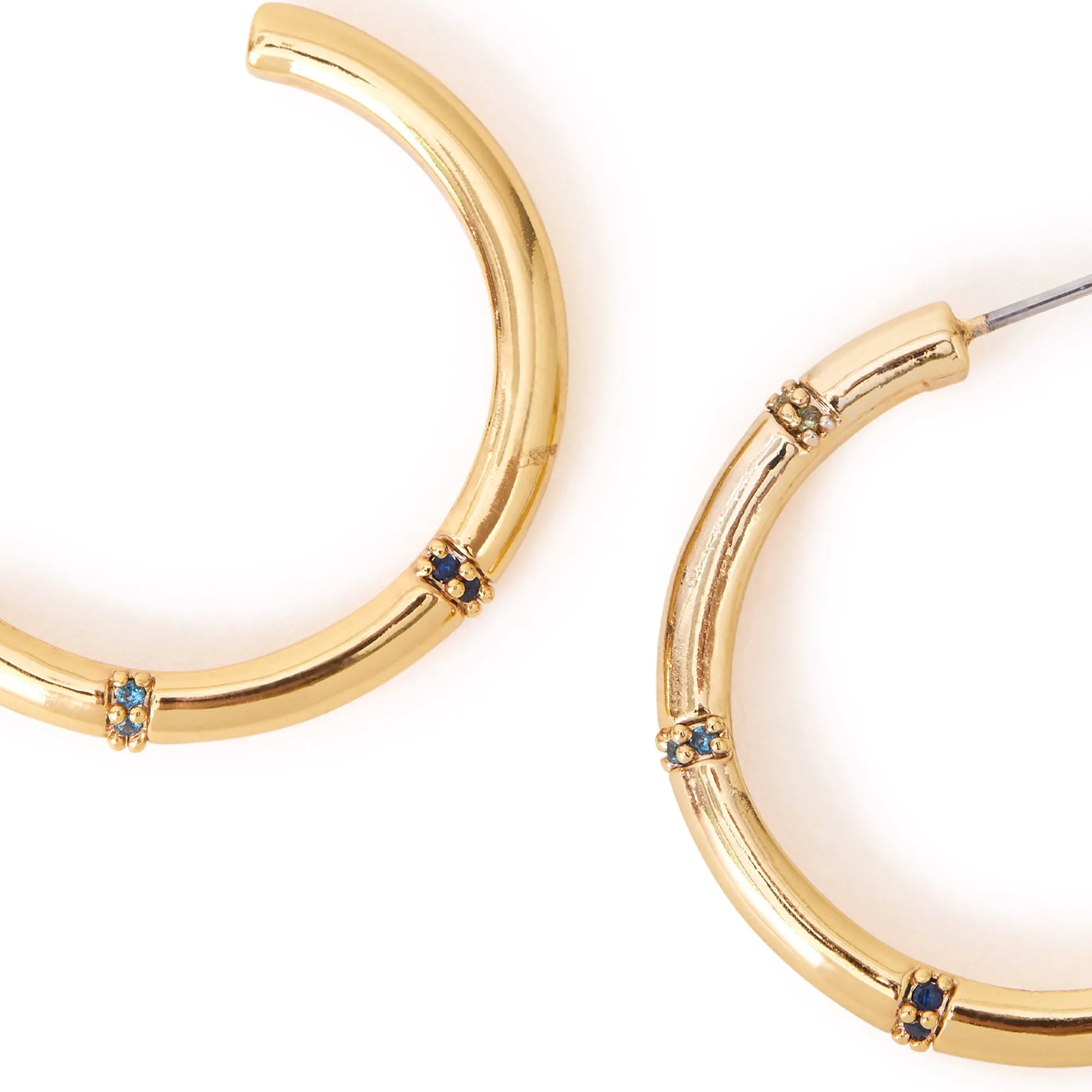 Real Gold-Plated Bamboo Hoop Earrings