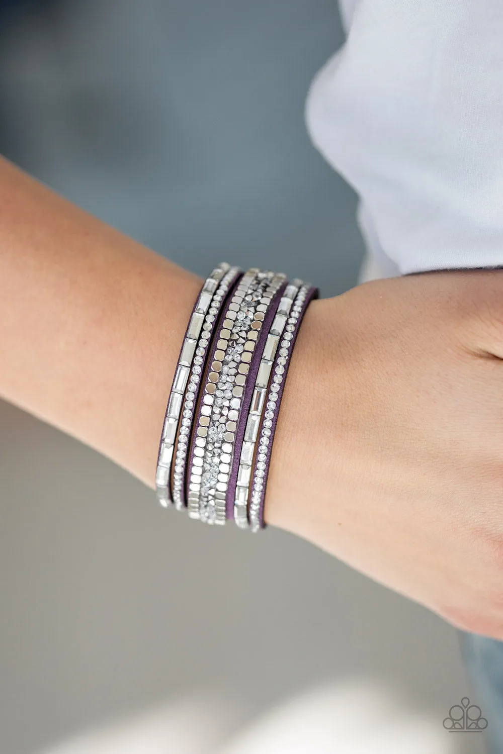 Rebel In Rhinestones Purple Wrap Bracelet