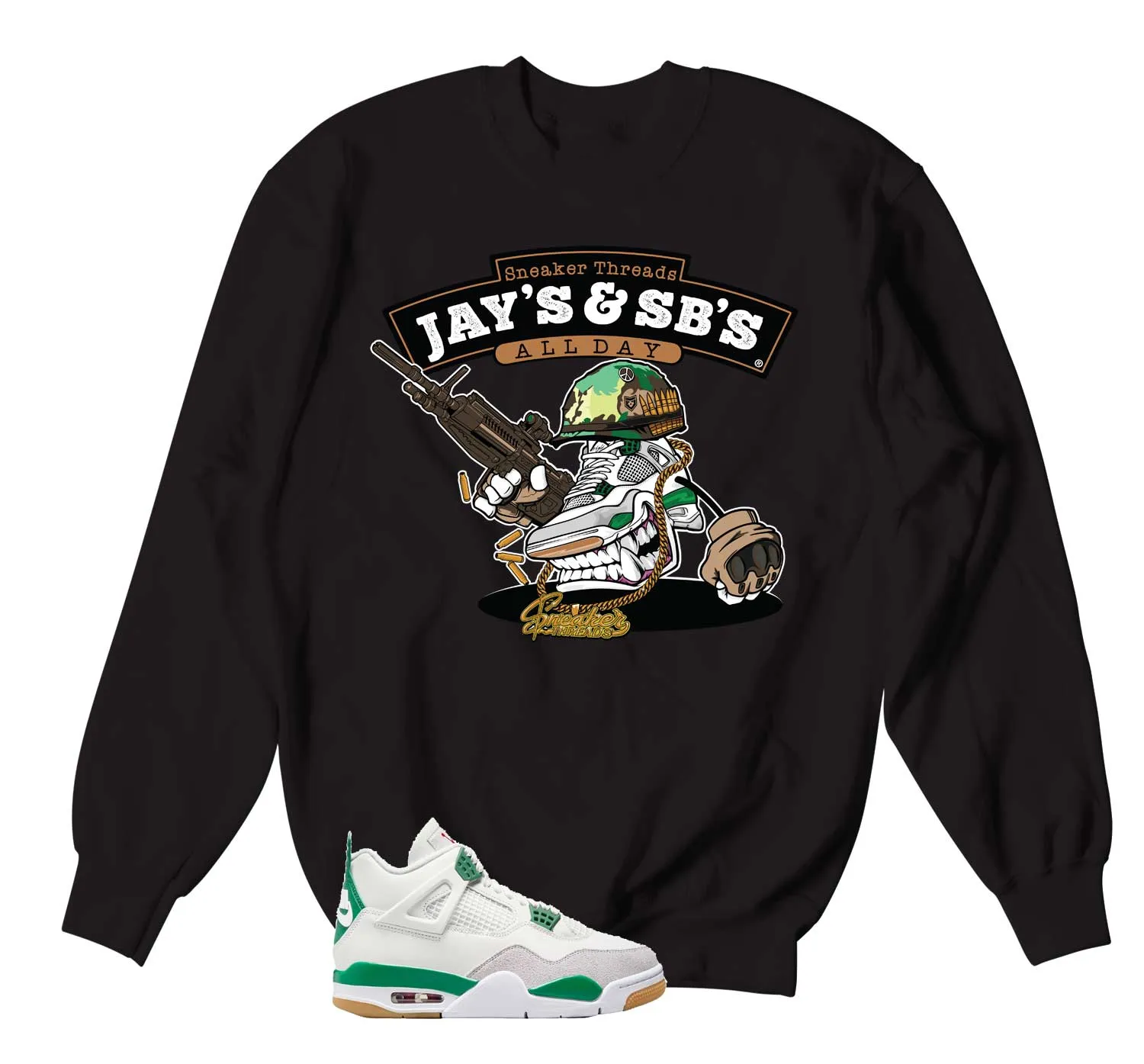 Retro 4 SB Pine Green Sweater - Fly kicks - Black