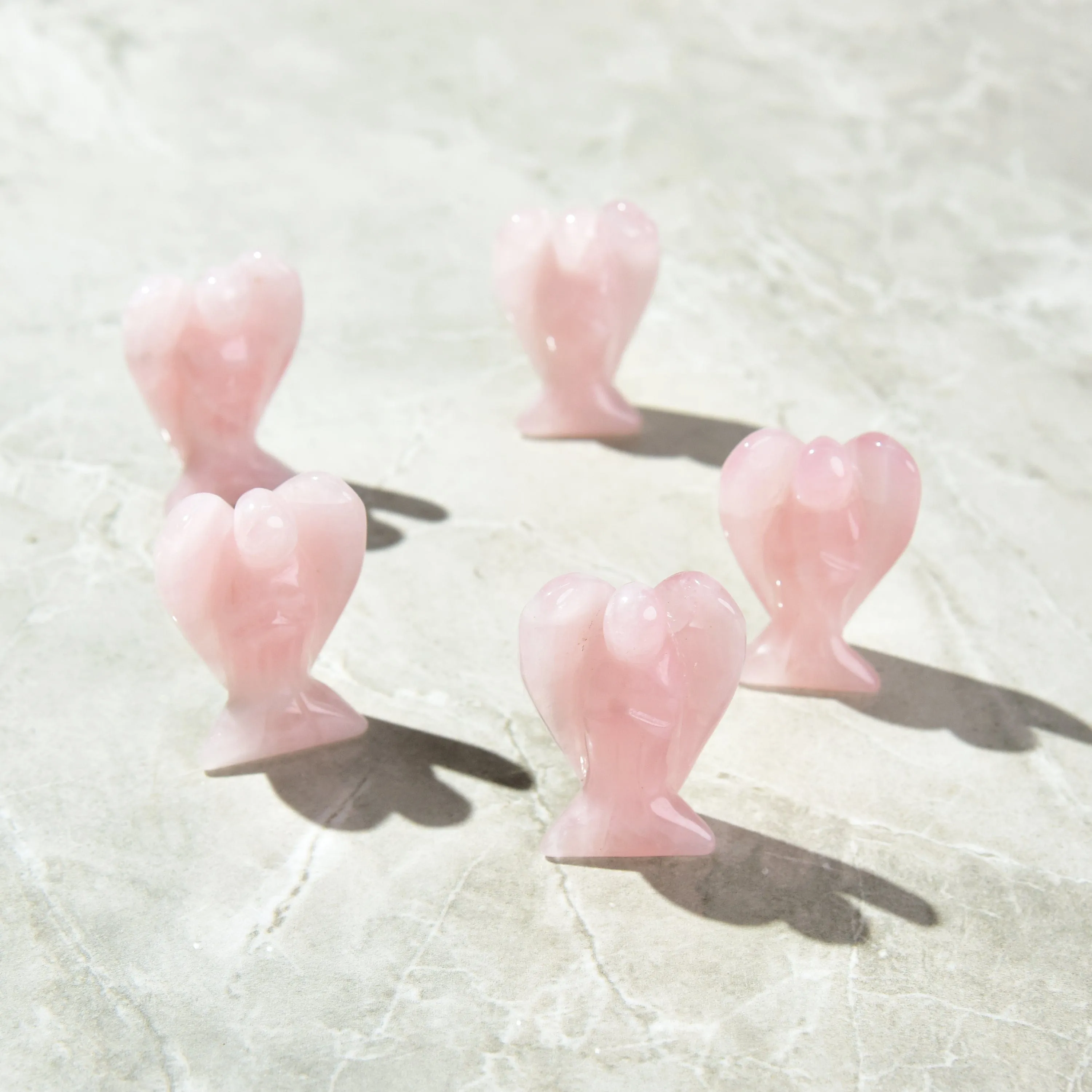 Rose Quartz Angel 2'' Natural Gemstone Carving