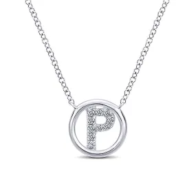 Round Pavé Initial P Pendant Necklace