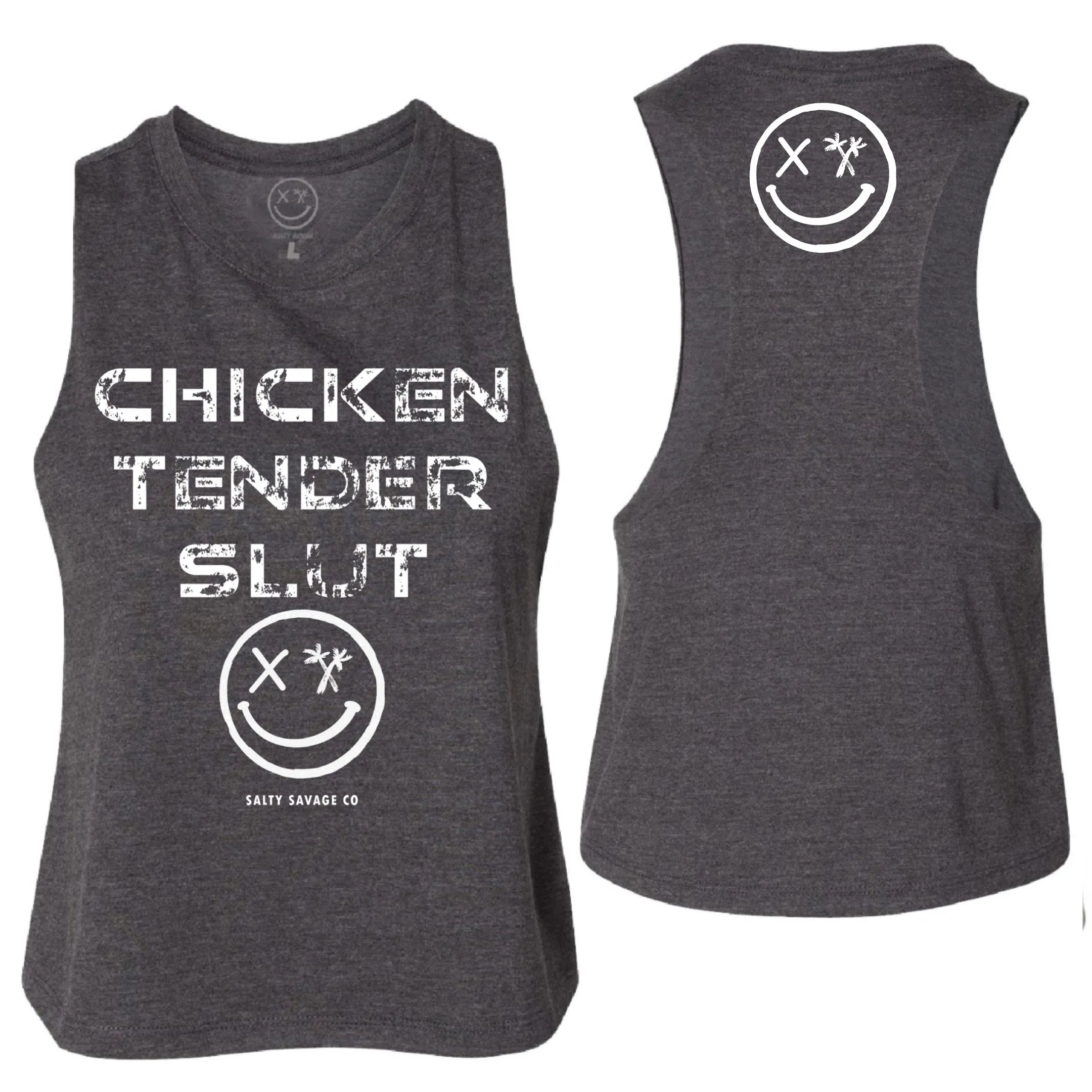 Salty Savage Ladies "CHICKEN TENDER SLUT" Flowy Crop Tank