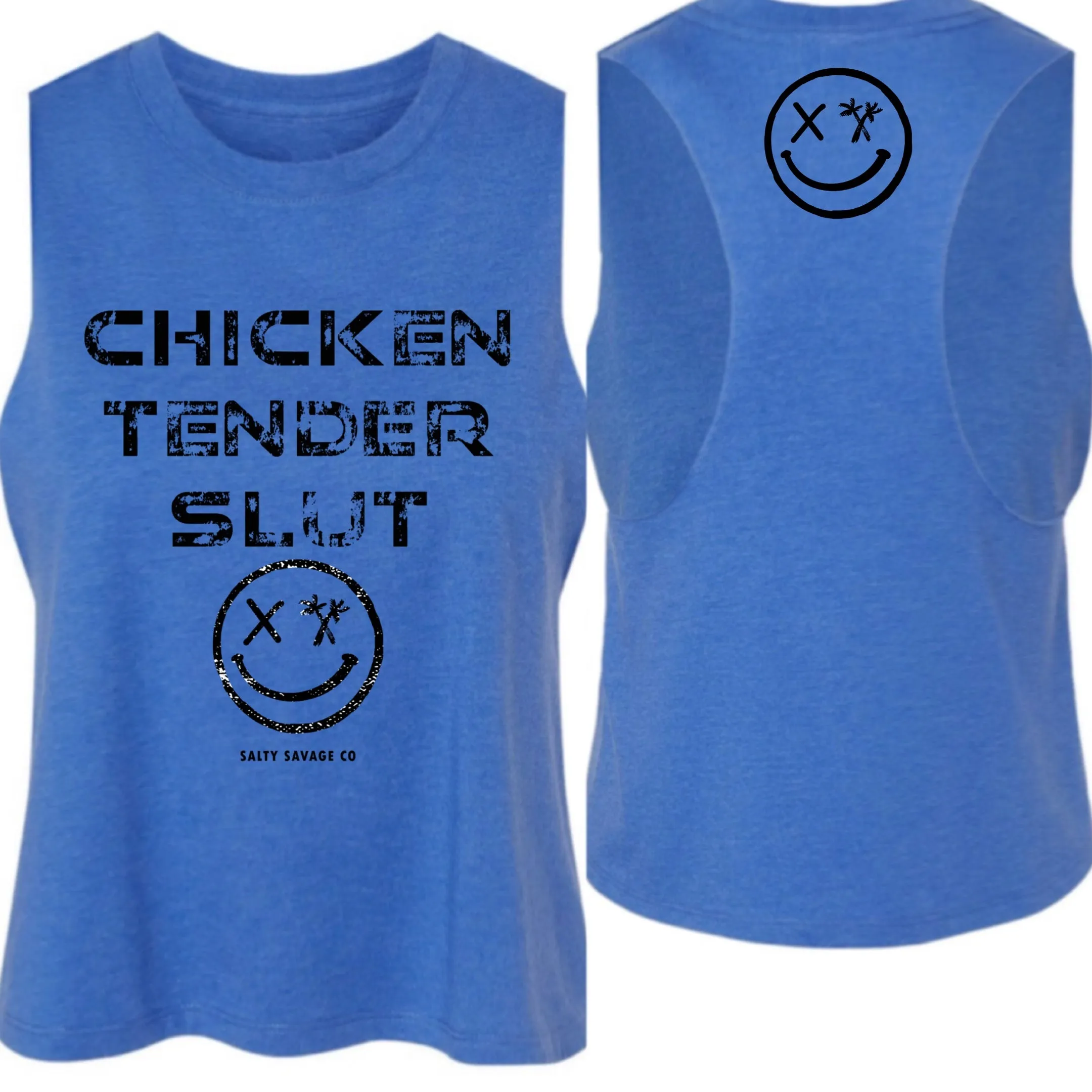 Salty Savage Ladies "CHICKEN TENDER SLUT" Flowy Crop Tank