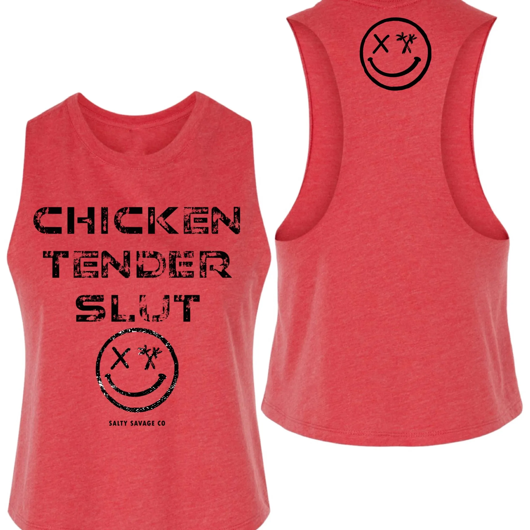 Salty Savage Ladies "CHICKEN TENDER SLUT" Flowy Crop Tank