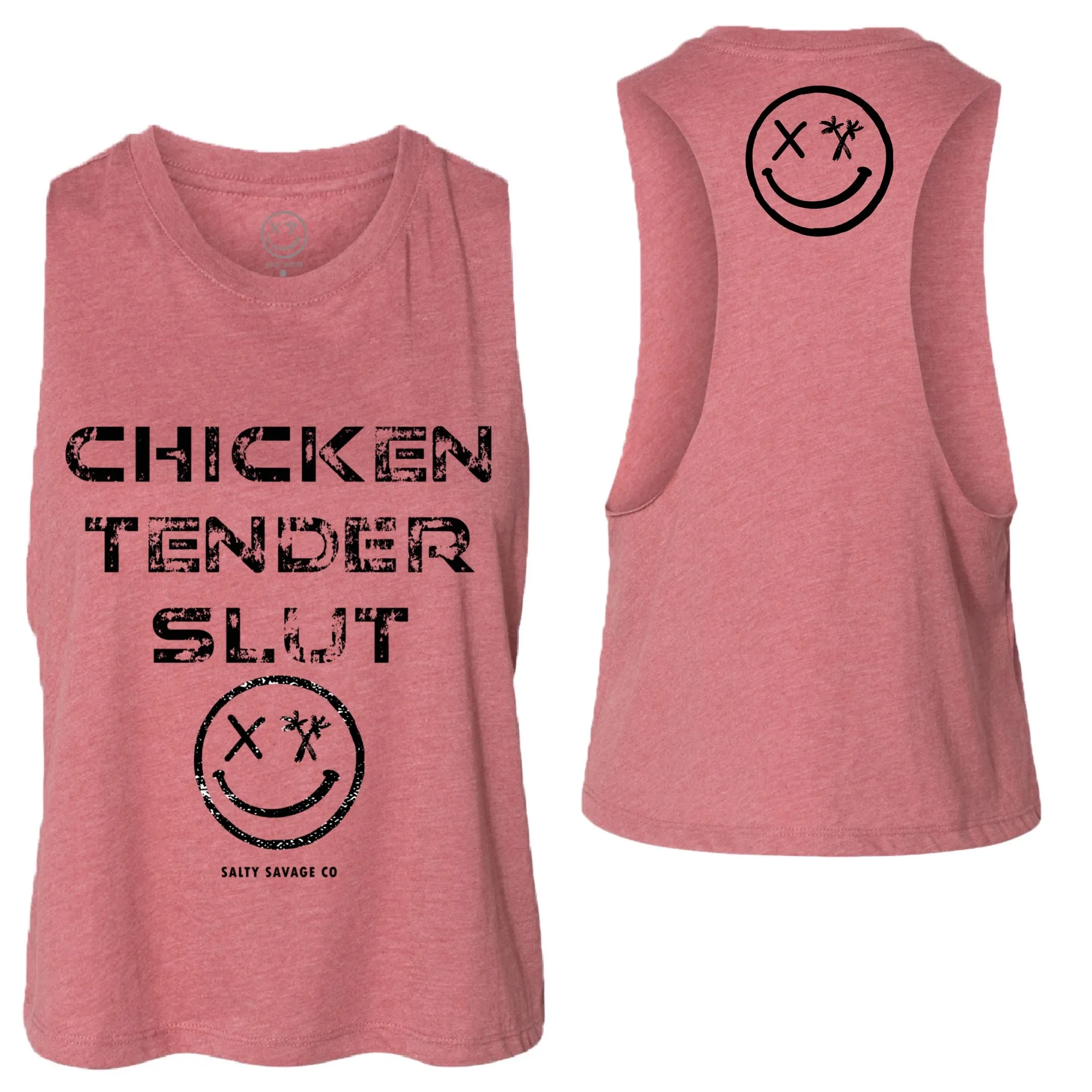 Salty Savage Ladies "CHICKEN TENDER SLUT" Flowy Crop Tank