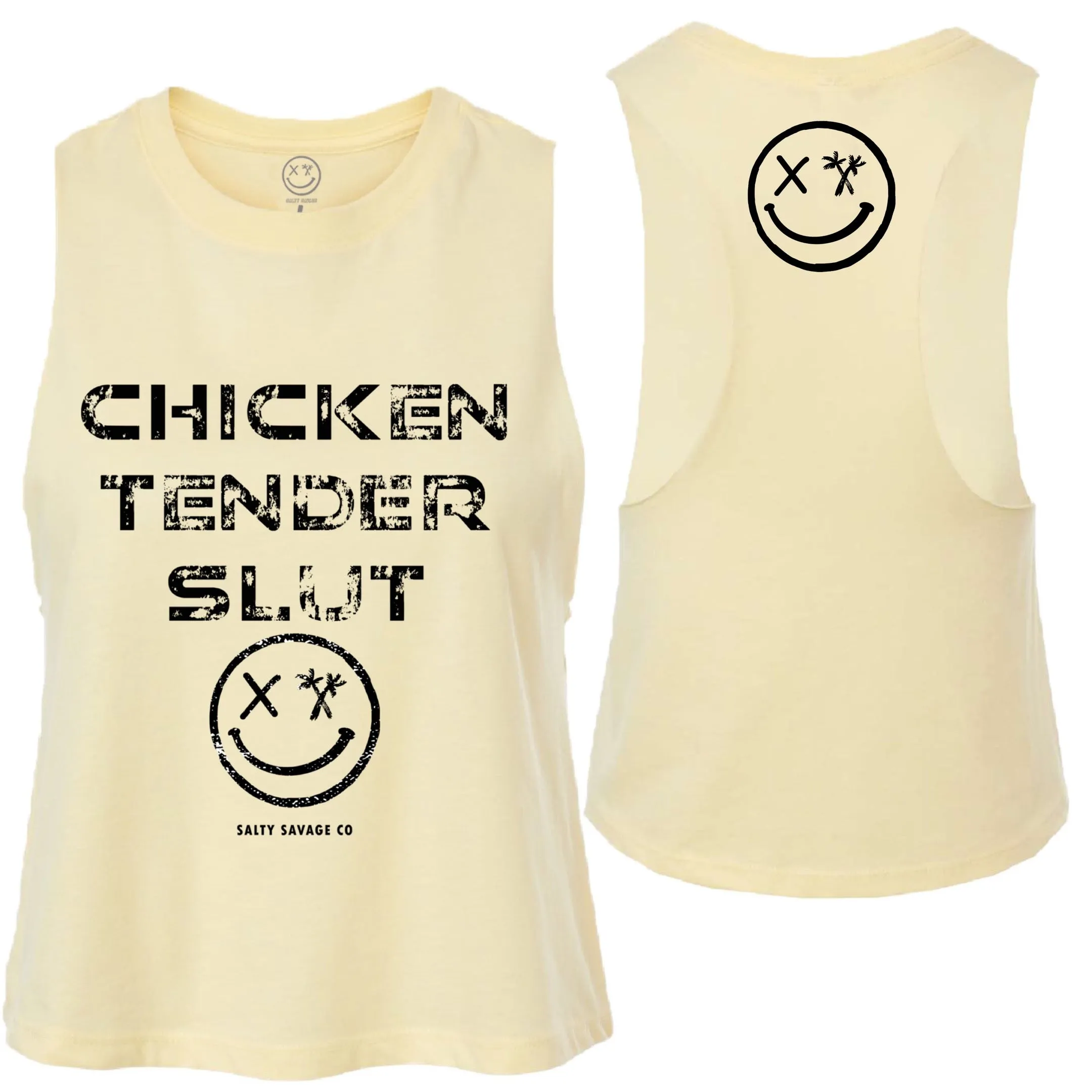 Salty Savage Ladies "CHICKEN TENDER SLUT" Flowy Crop Tank