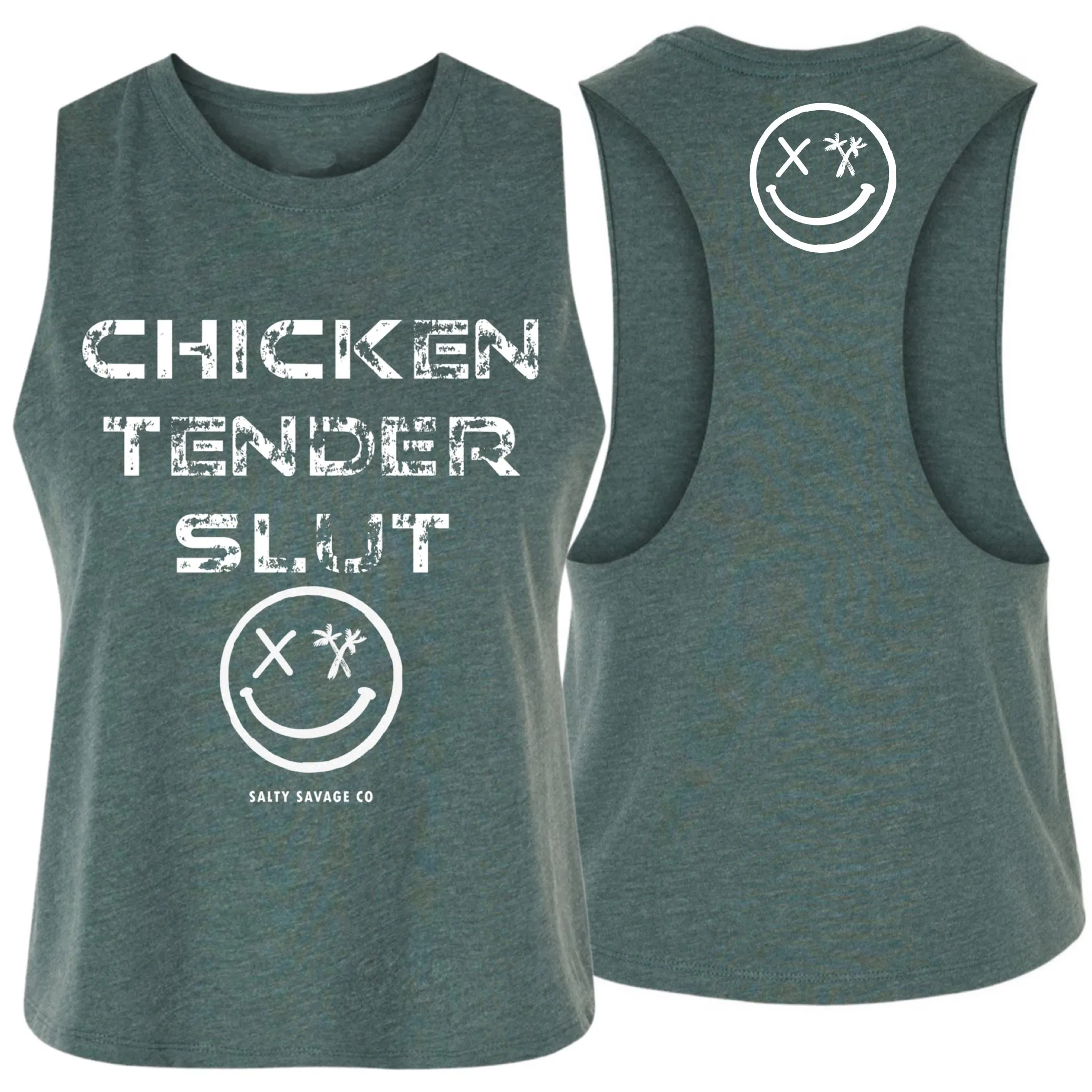 Salty Savage Ladies "CHICKEN TENDER SLUT" Flowy Crop Tank