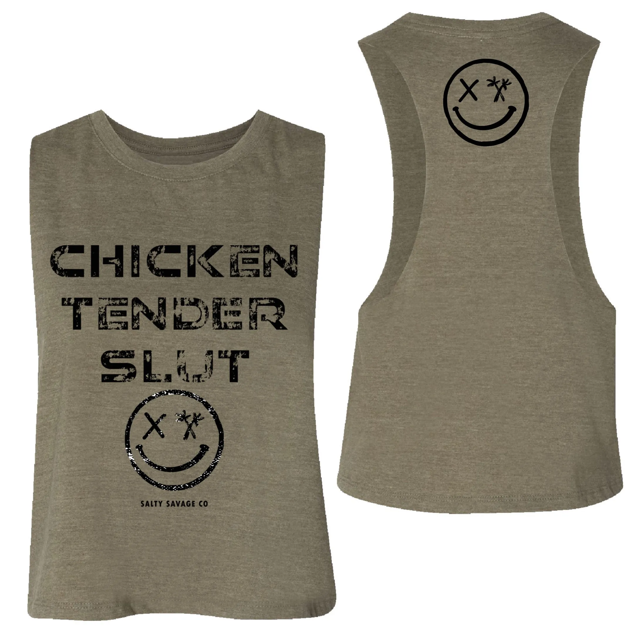 Salty Savage Ladies "CHICKEN TENDER SLUT" Flowy Crop Tank