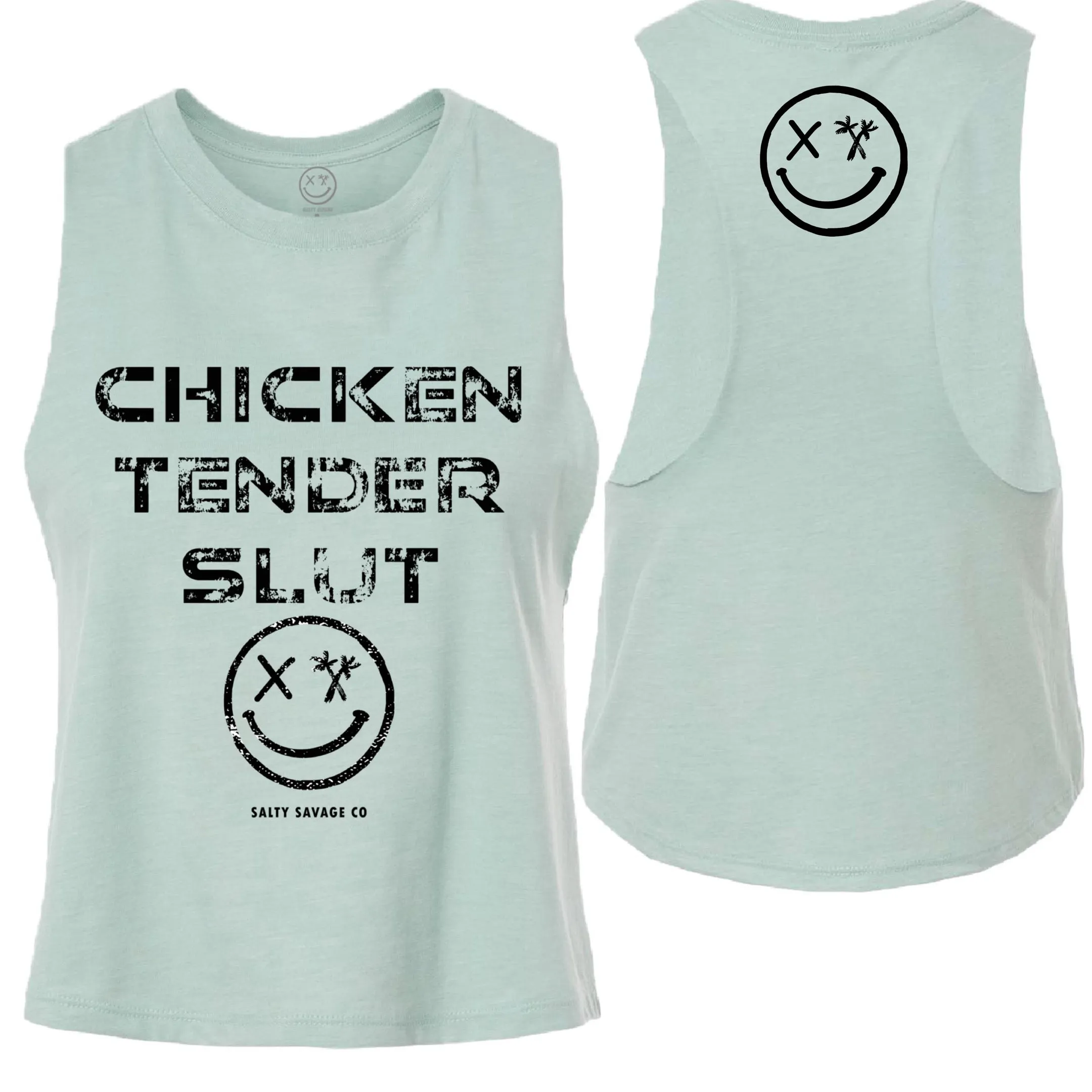 Salty Savage Ladies "CHICKEN TENDER SLUT" Flowy Crop Tank