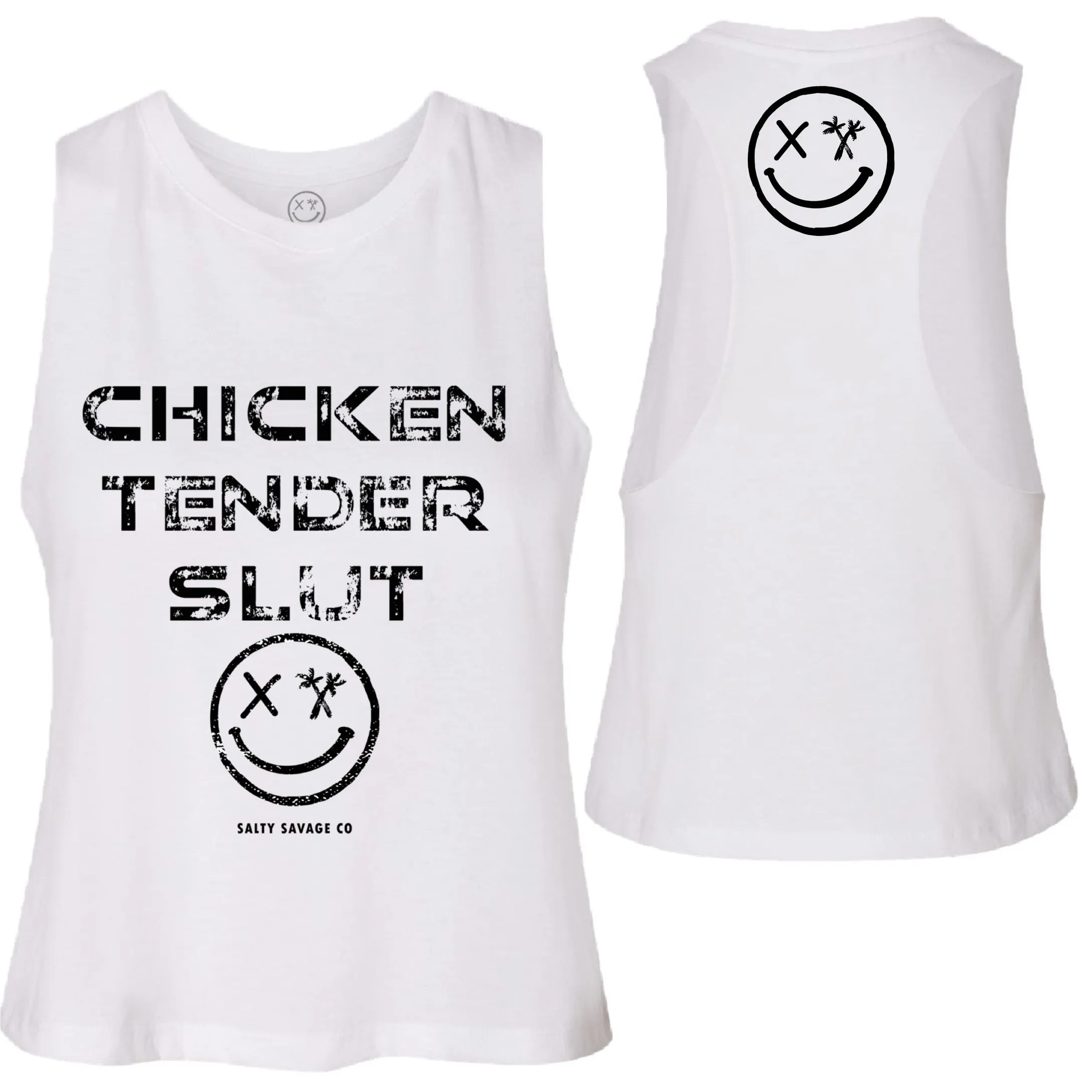 Salty Savage Ladies "CHICKEN TENDER SLUT" Flowy Crop Tank