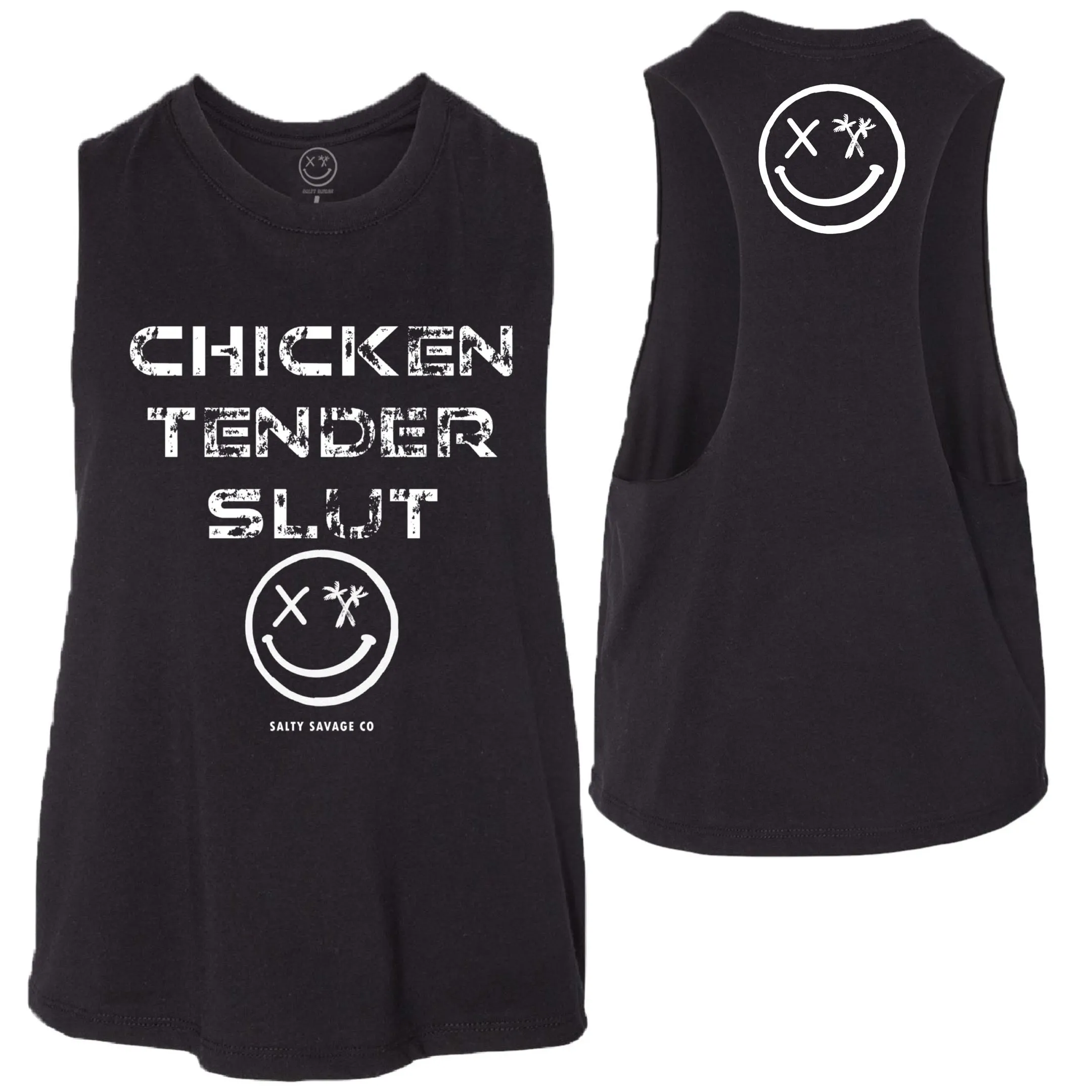 Salty Savage Ladies "CHICKEN TENDER SLUT" Flowy Crop Tank