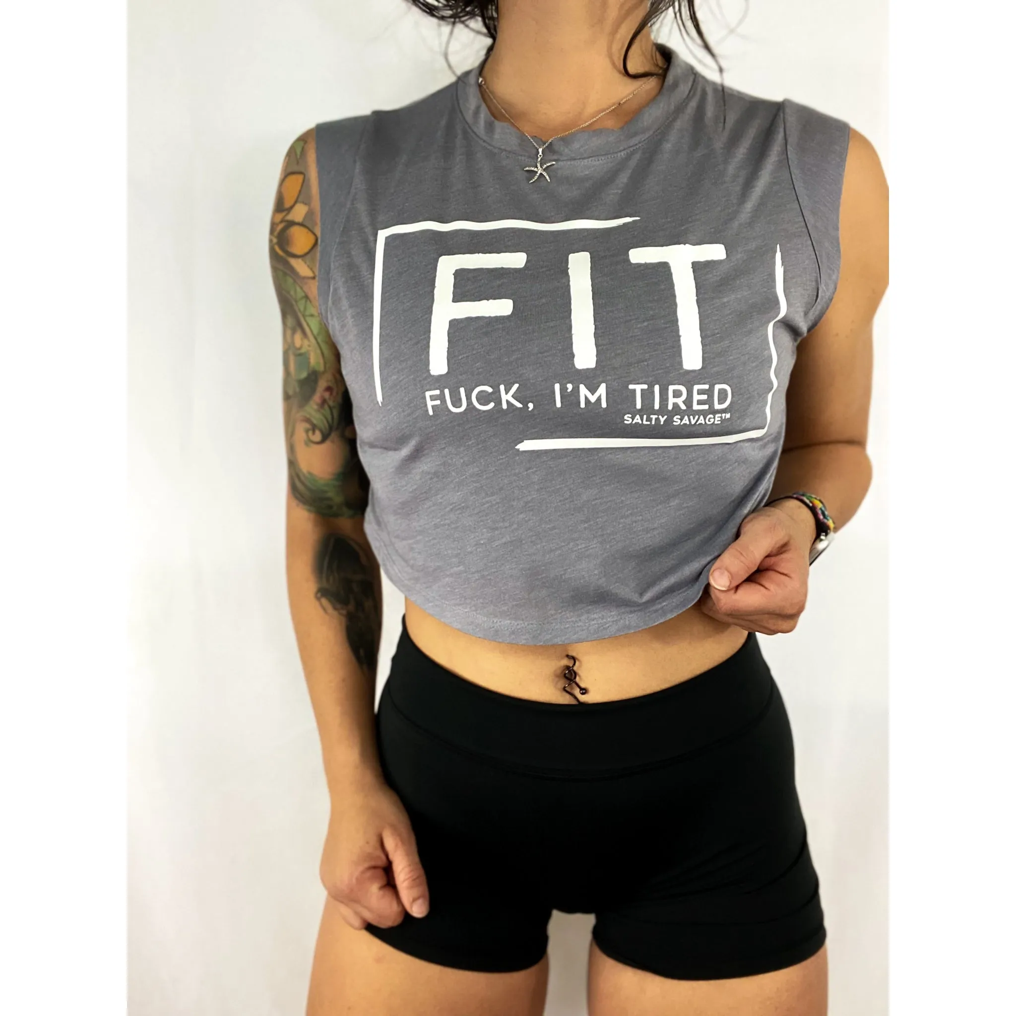 Salty Savage Ladies "FIT" Cropped Muscle Tank