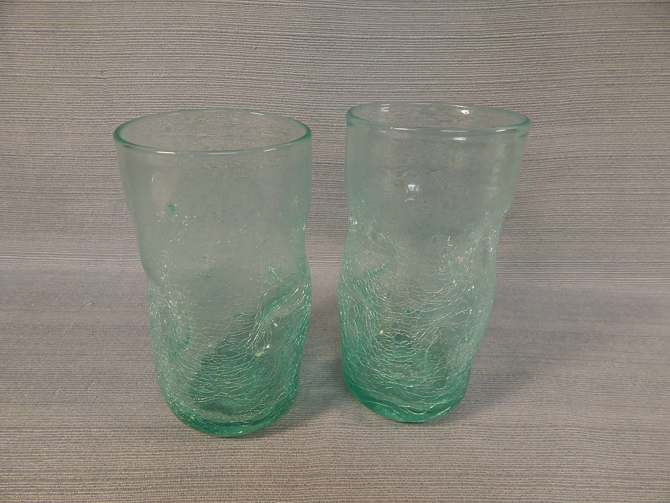 Set of 3 Pinch Crackle Glasses - Very Good Condition