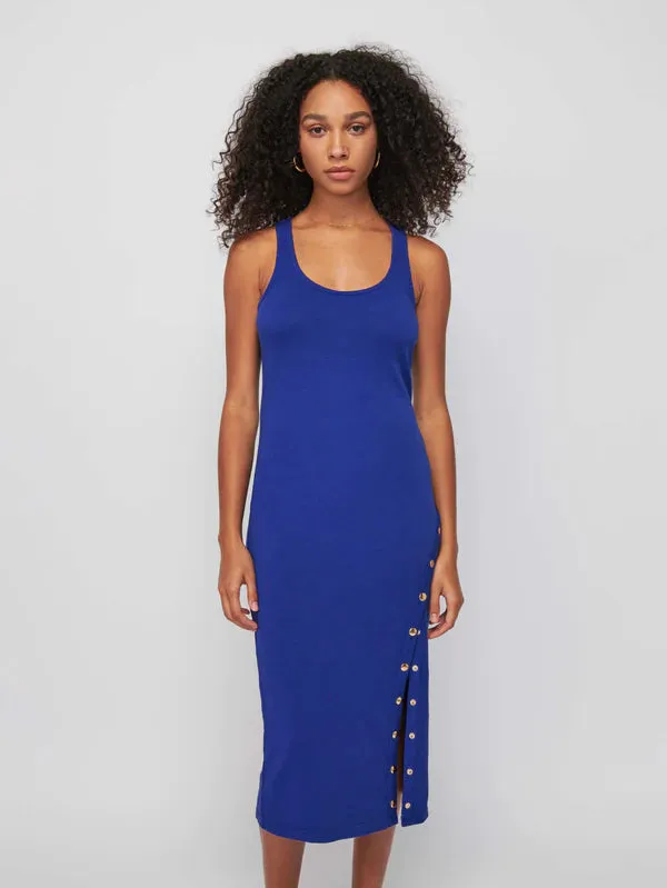 SEVAN DRESS WITH BUTTON DETAIL (COBALT) - NATION