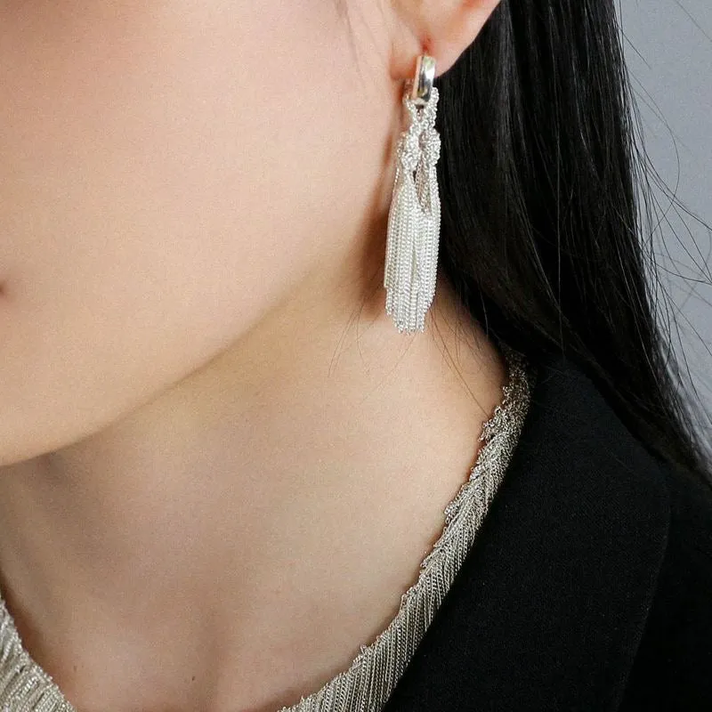 Silver Mini Chain Tassel Earrings