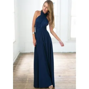 Sleeveless Boho Maxi Dress Top - Navy blue