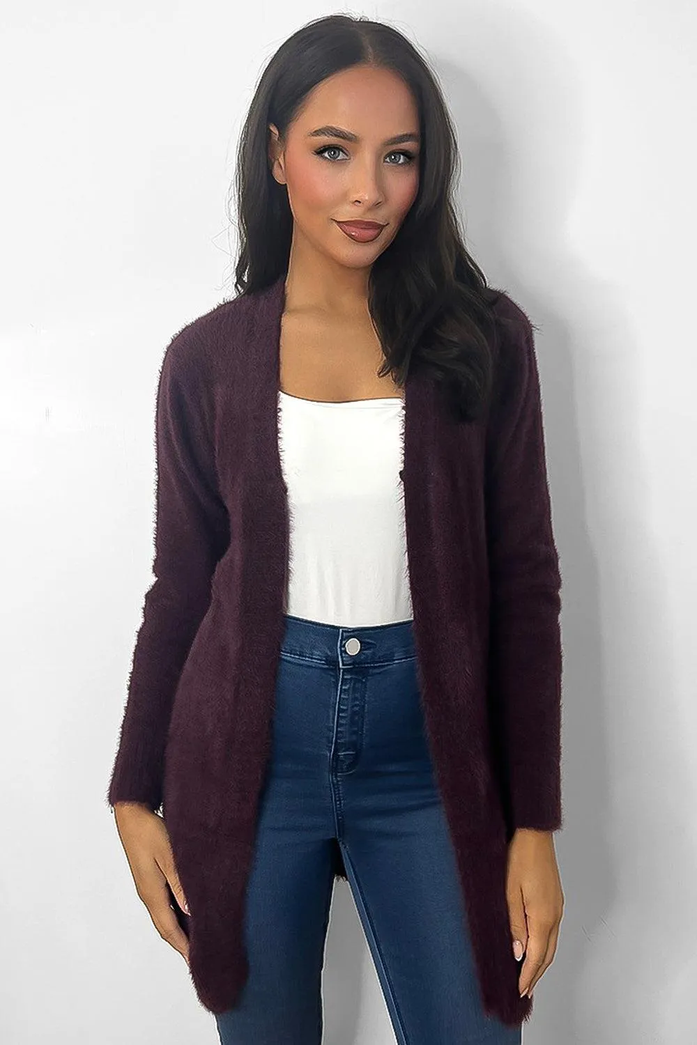 Soft Fluffy Knit Open Front Cardigan