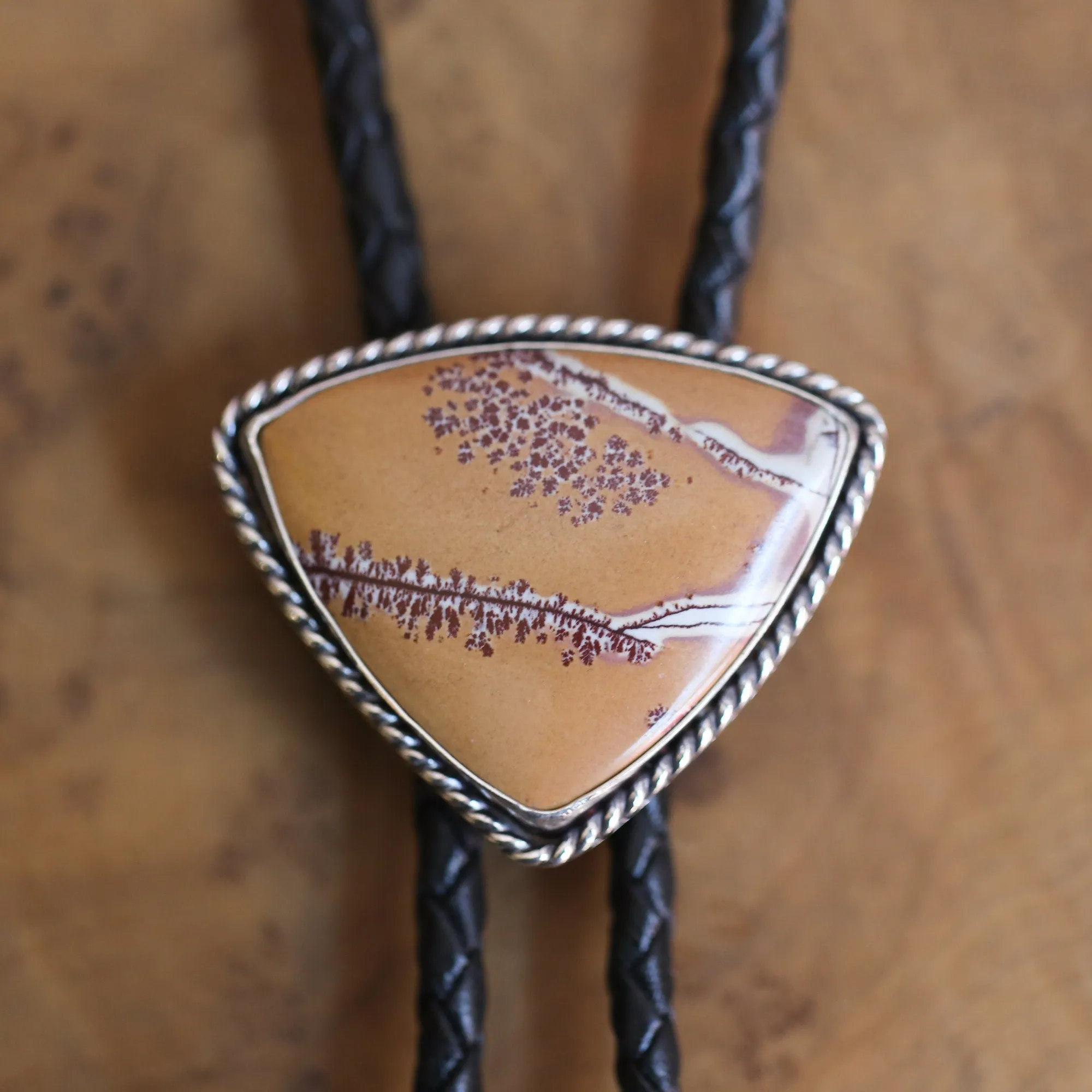 Sonora Jasper Bolo Tie - Leather Bolo Tie - Silversmith Bolo - Sterling Silver