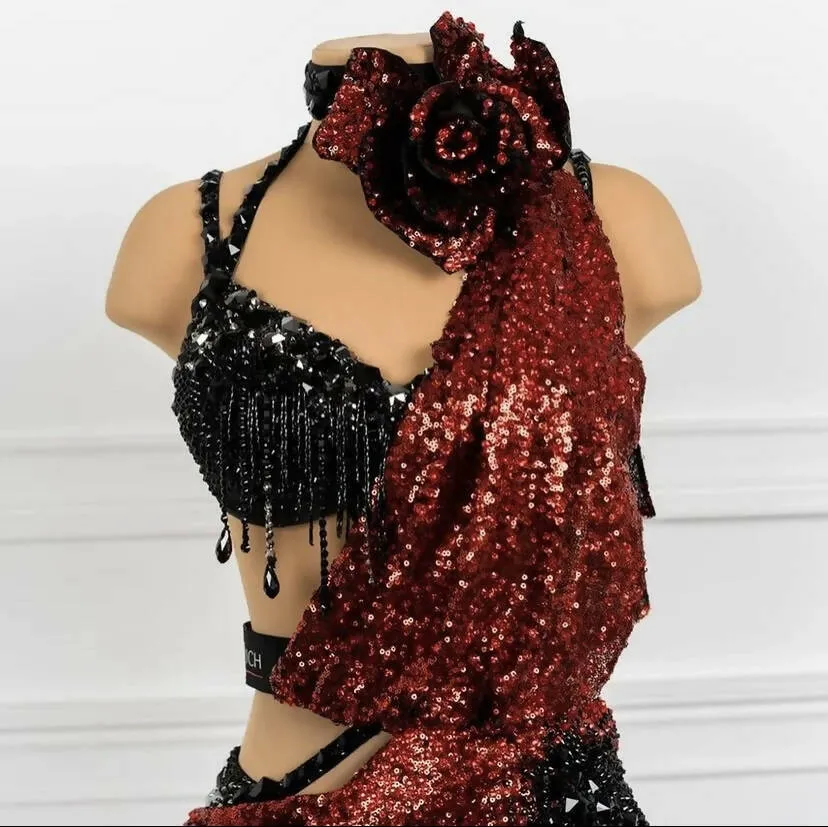 Sponsored Black & Red Sparkle Dress for Latin