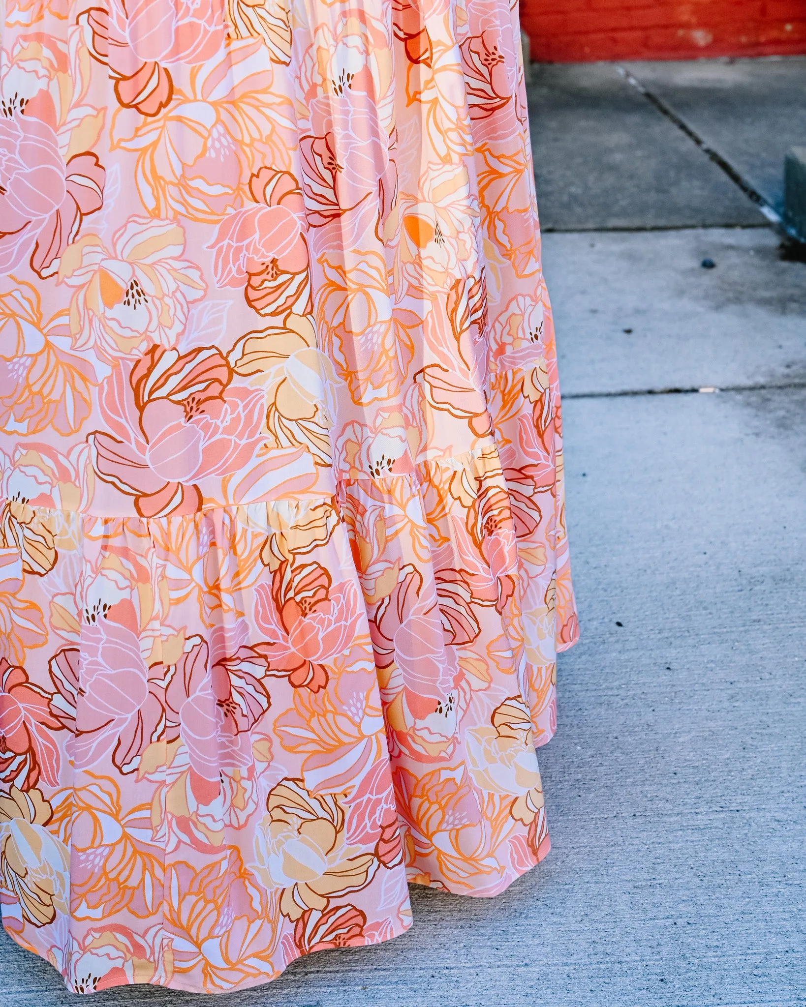 Stay Peachy Floral Midi Dress PLUS