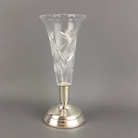 Sterling Silver Cut Glass Vase By Broadway & Co Birmingham Vintage c1961