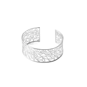 Sterling Silver Leaf Collage Cuff Bracelet