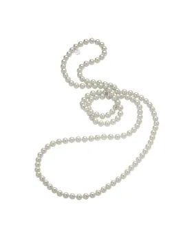 Sterling Silver Necklace for Women with Organic Pearl, 8mm Round White Pearl, 47.2 Length, Jour Collection