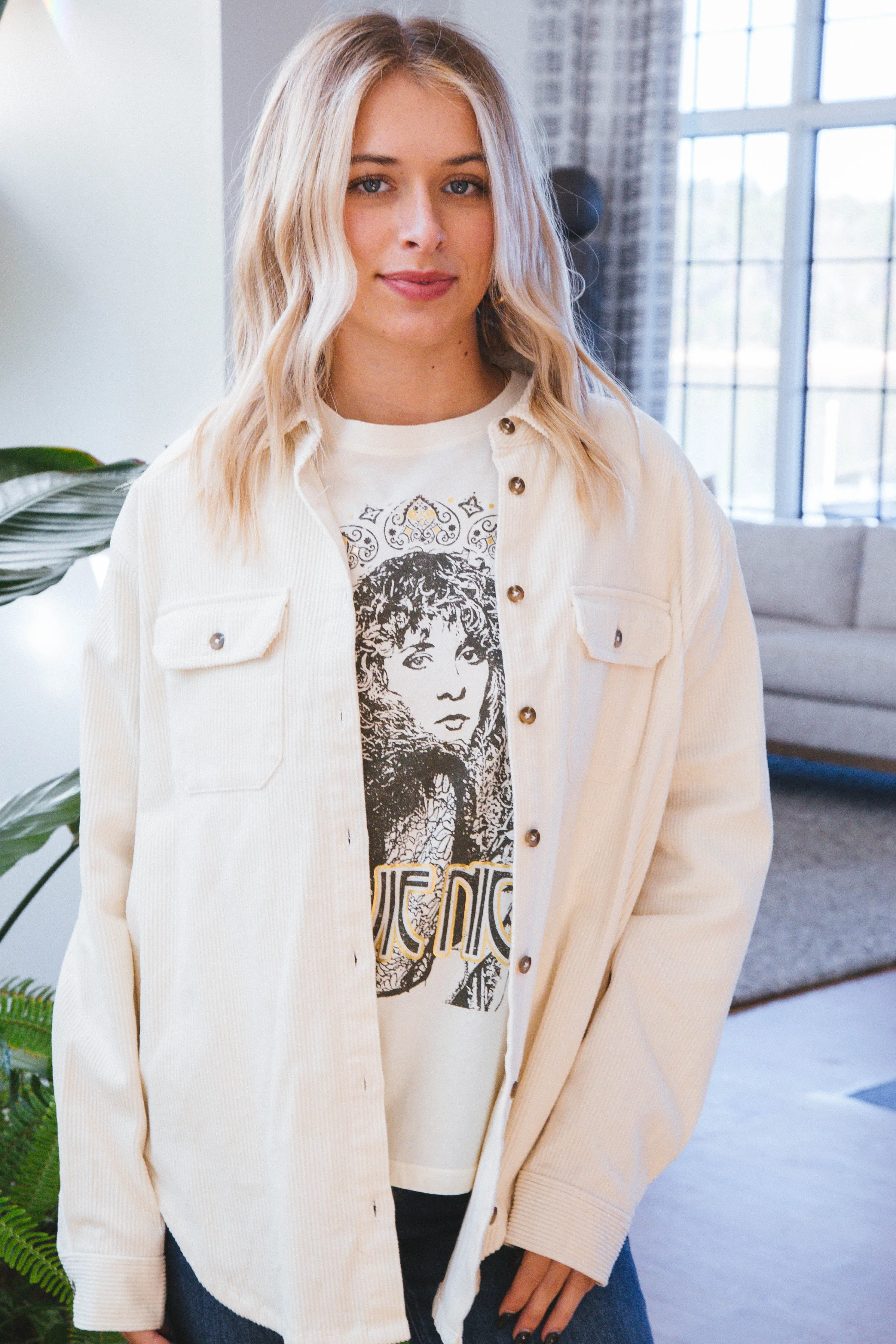 Stevie Nicks Metallic Boyfriend Tee, Stone Vintage | Daydreamer