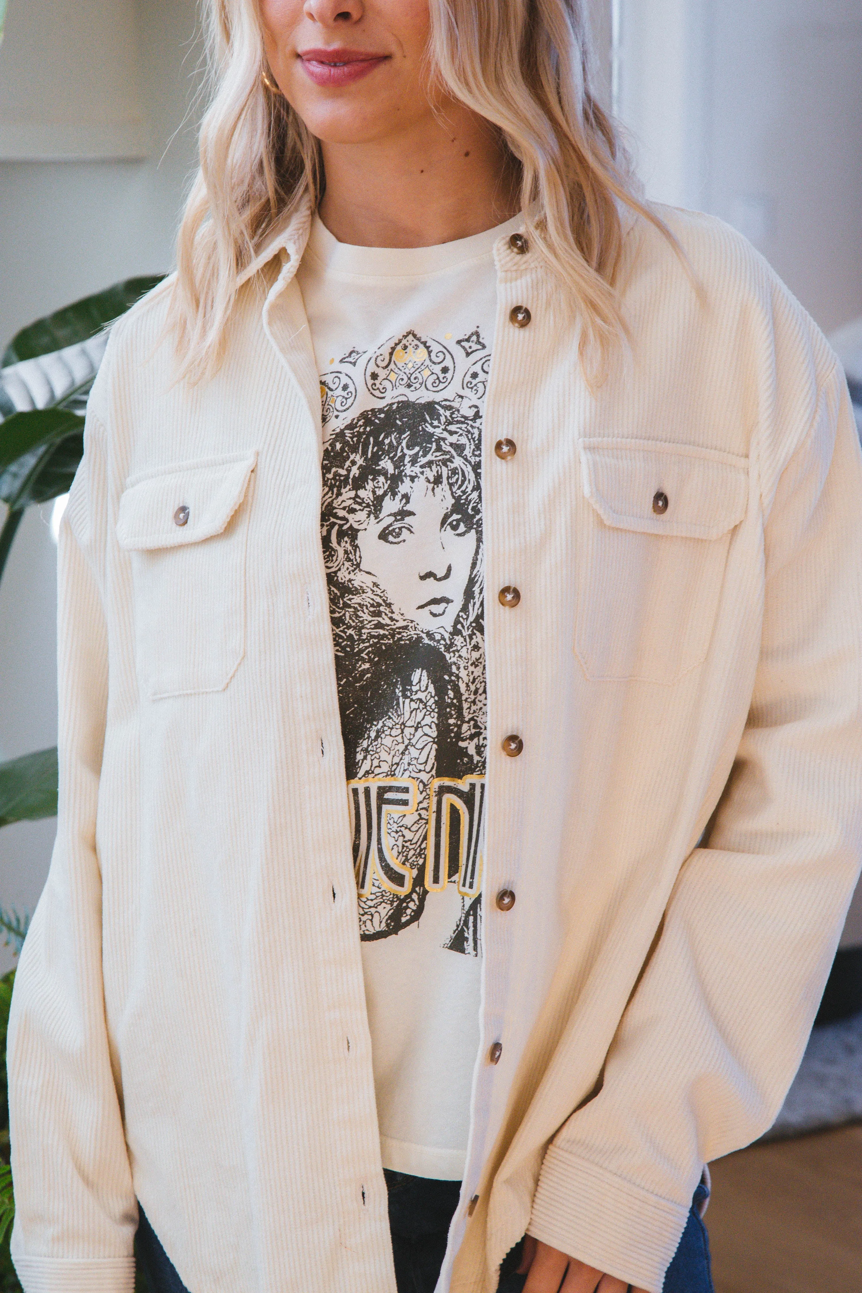 Stevie Nicks Metallic Boyfriend Tee, Stone Vintage | Daydreamer