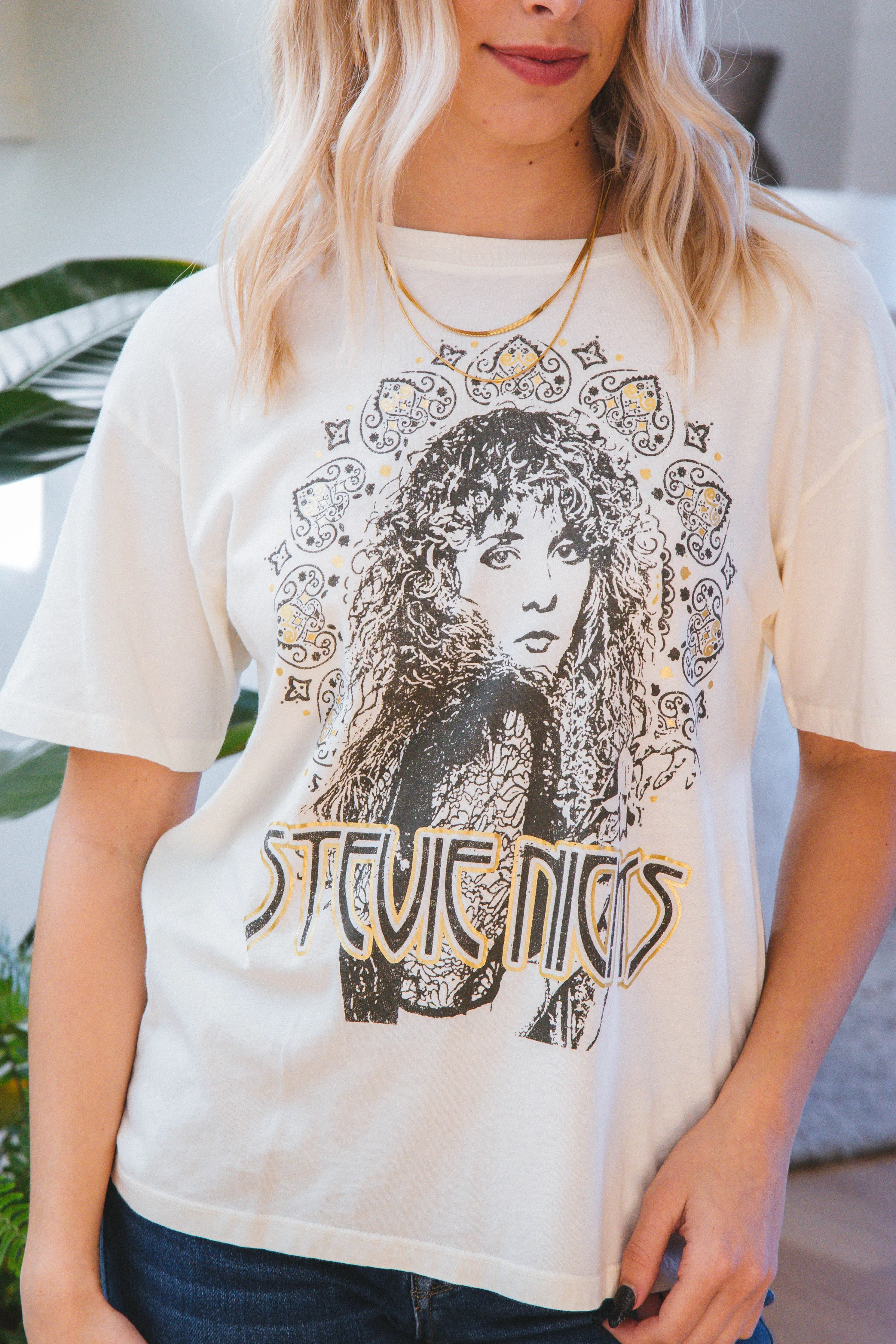 Stevie Nicks Metallic Boyfriend Tee, Stone Vintage | Daydreamer