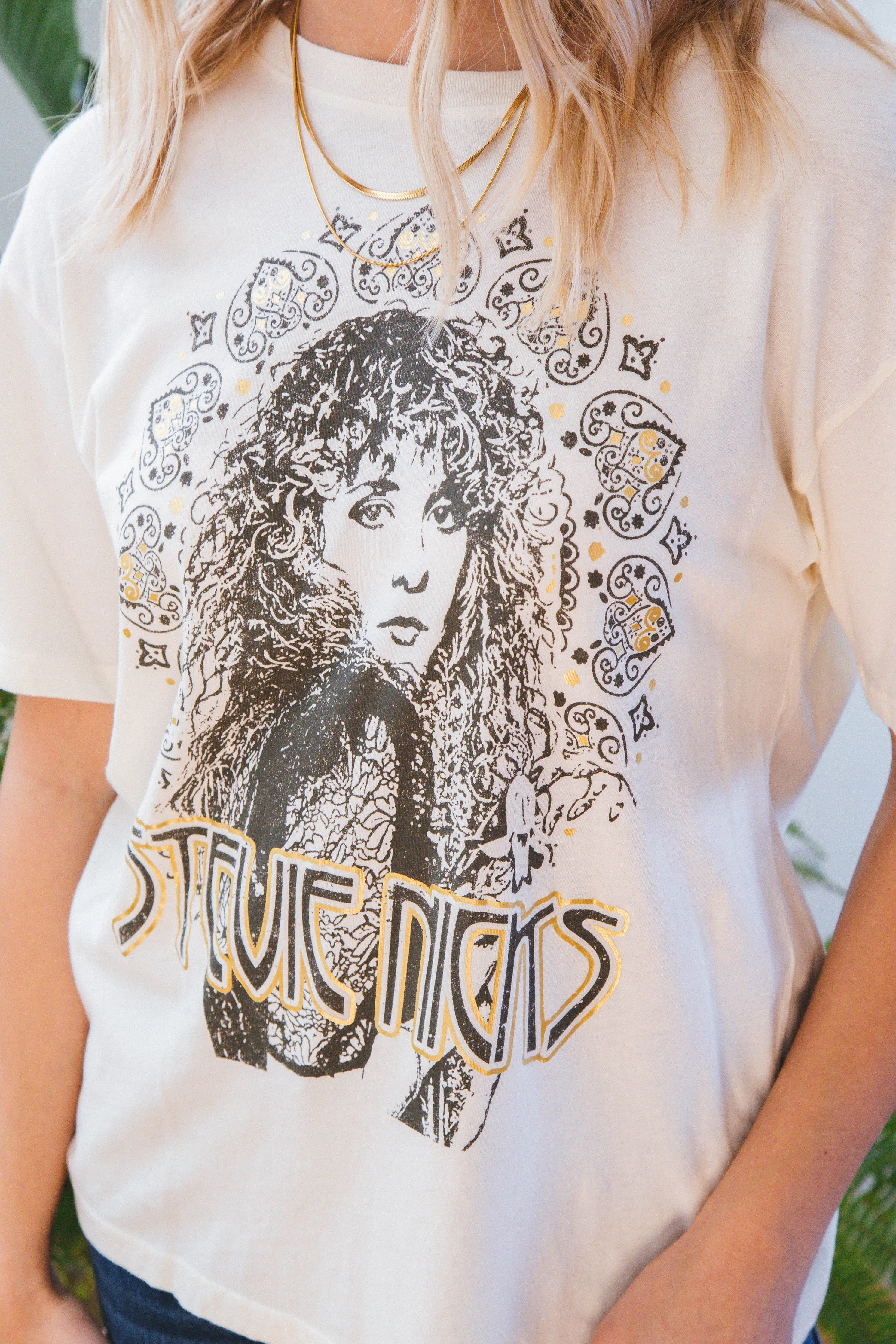 Stevie Nicks Metallic Boyfriend Tee, Stone Vintage | Daydreamer