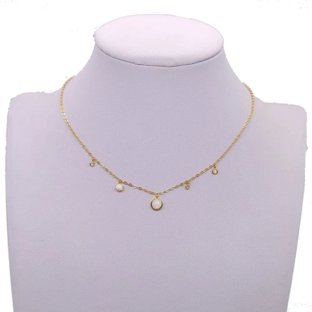 Stunning Lovely White Opal Necklace - 925 Sterling Silver