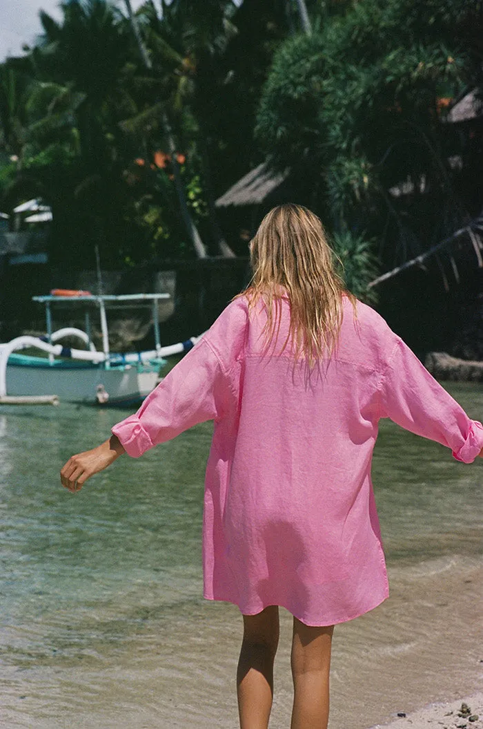 SUMMER Shirt Dress - soft pink linen