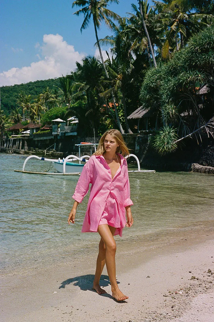 SUMMER Shirt Dress - soft pink linen