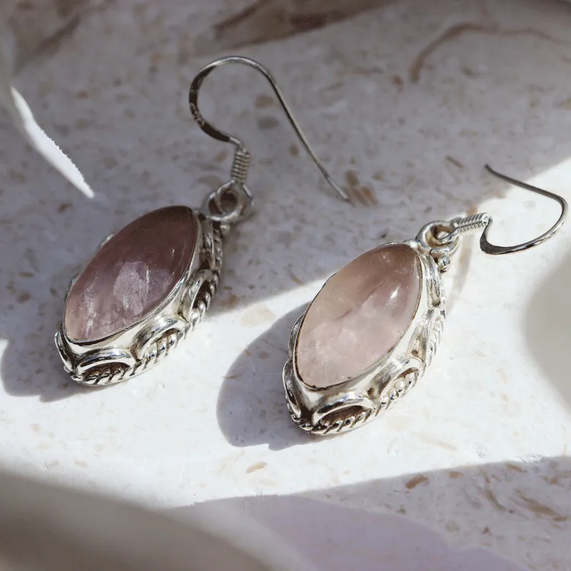 Tapi Rose Quartz Bohemian Earrings