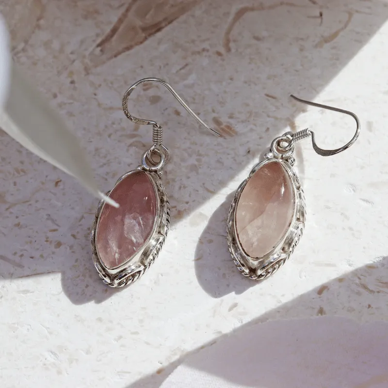 Tapi Rose Quartz Bohemian Earrings