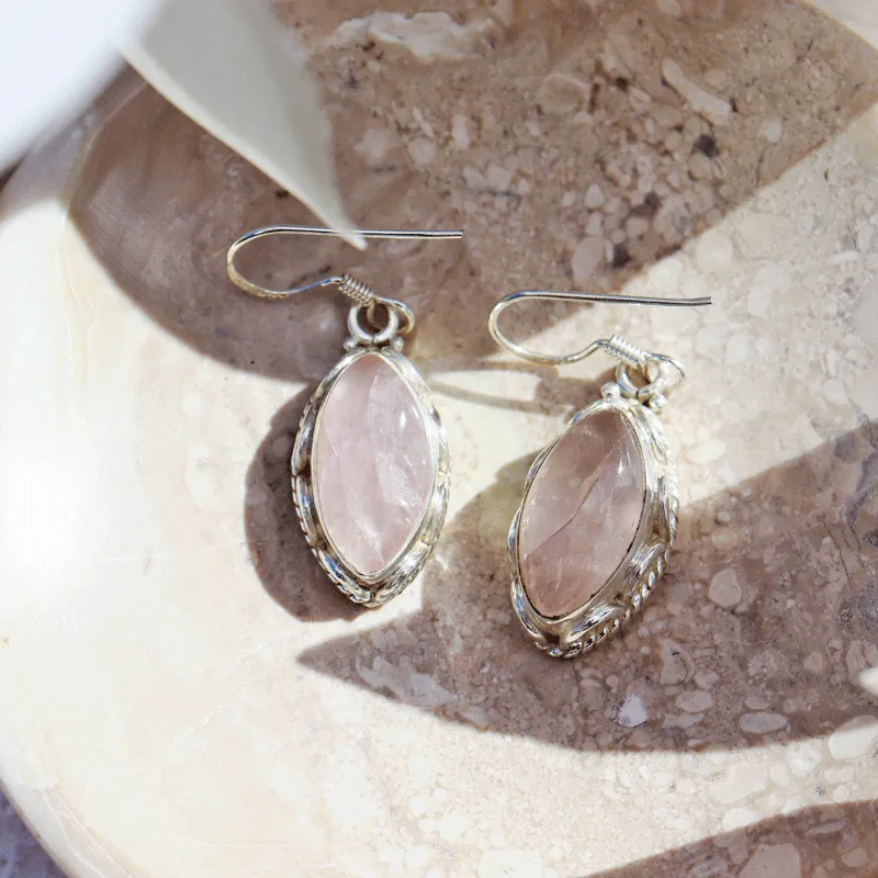 Tapi Rose Quartz Bohemian Earrings