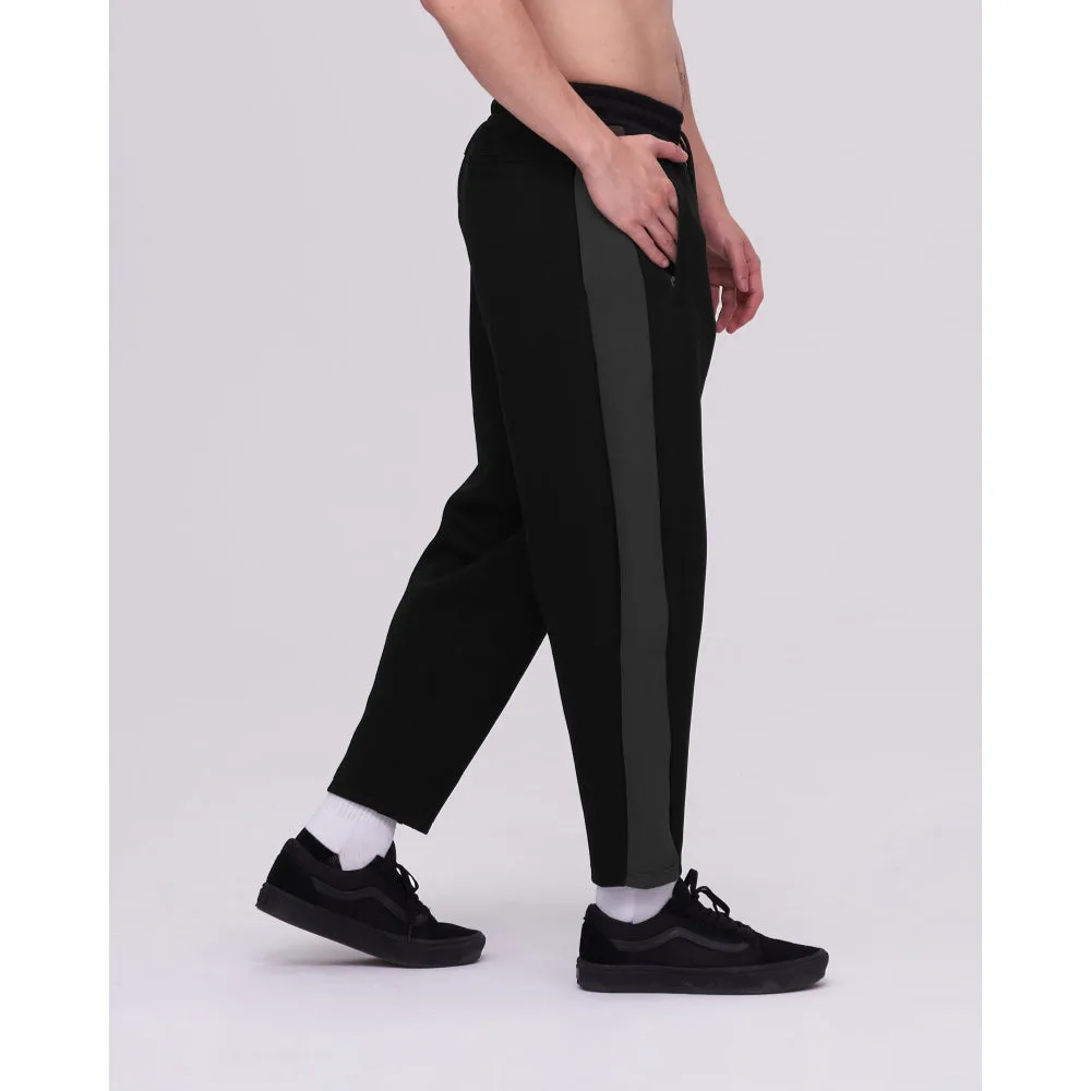 TEAMJOINED JOINED TRACK SIDE STRIPE LOOSE JOGGERS-BLACK