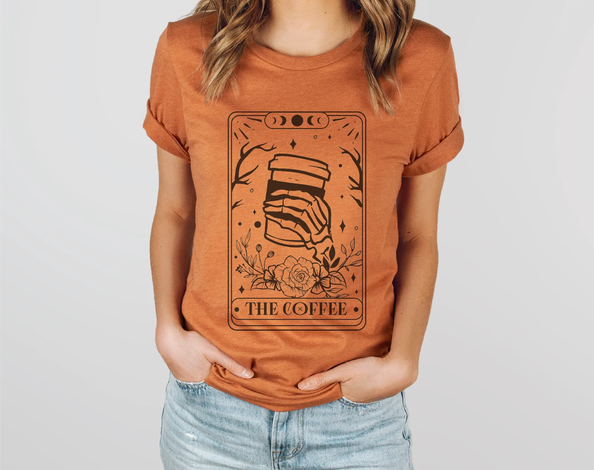 The Coffee Tarot Card Bella Canvas Tee In Three Colors