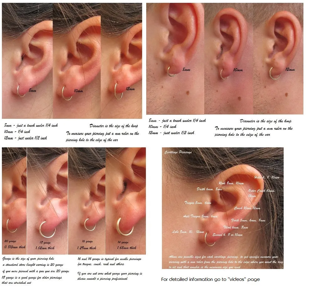 Tiny Hoop Earring Squiggles - Choose Your Diameter, Gauge, Metal