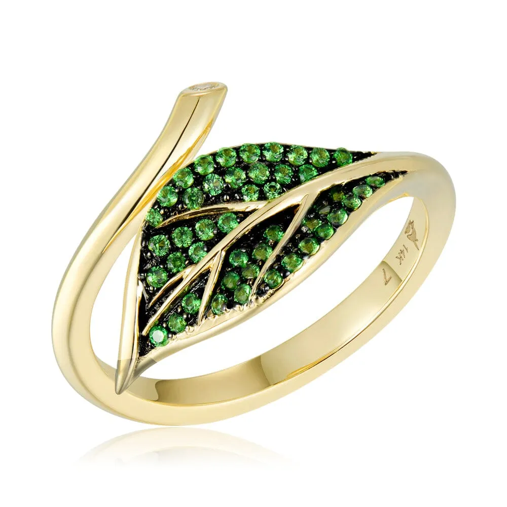 Tsavorite Maile Leaf Ring